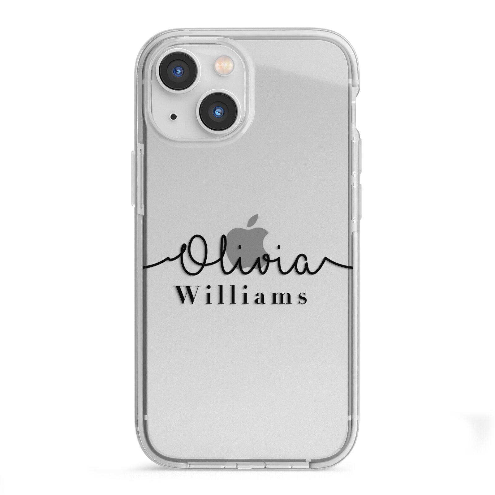 Personalised Signature Name Black iPhone 13 Mini TPU Impact Case with White Edges