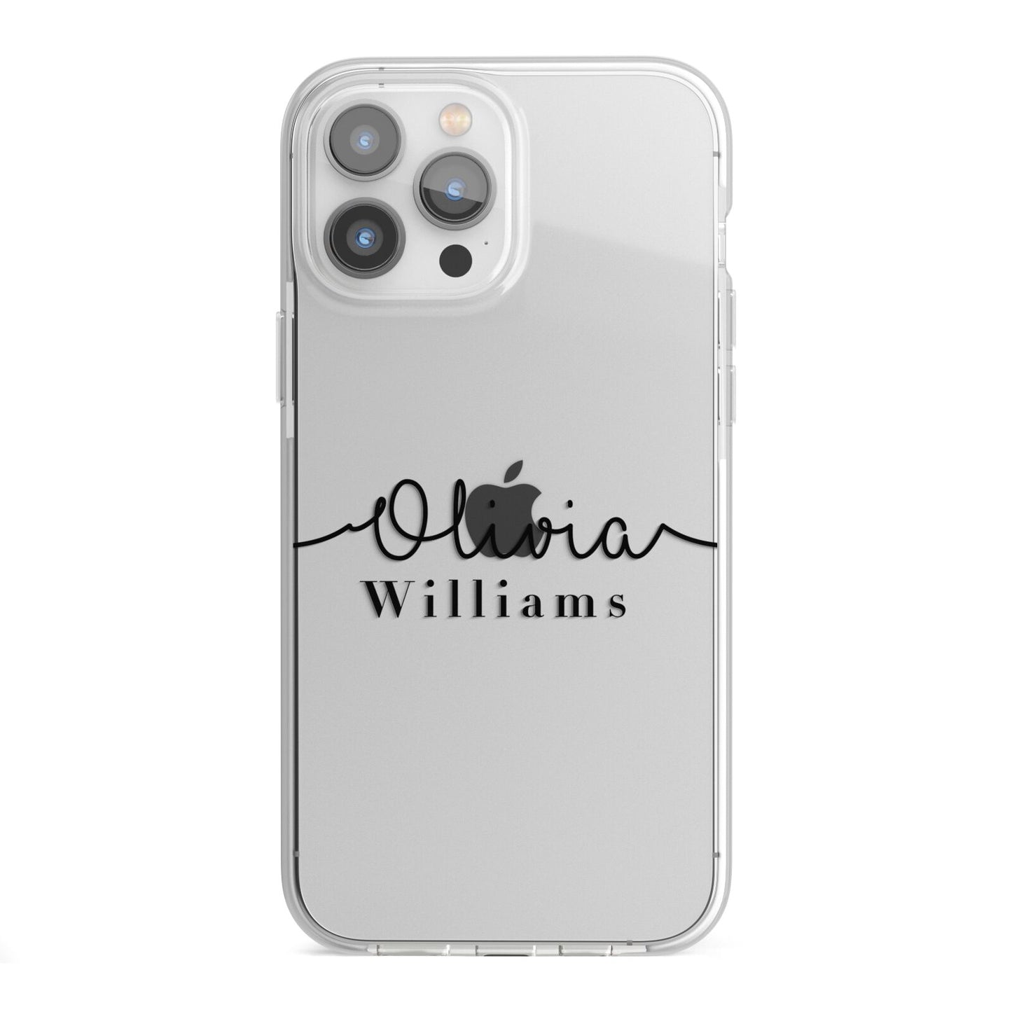 Personalised Signature Name Black iPhone 13 Pro Max TPU Impact Case with White Edges