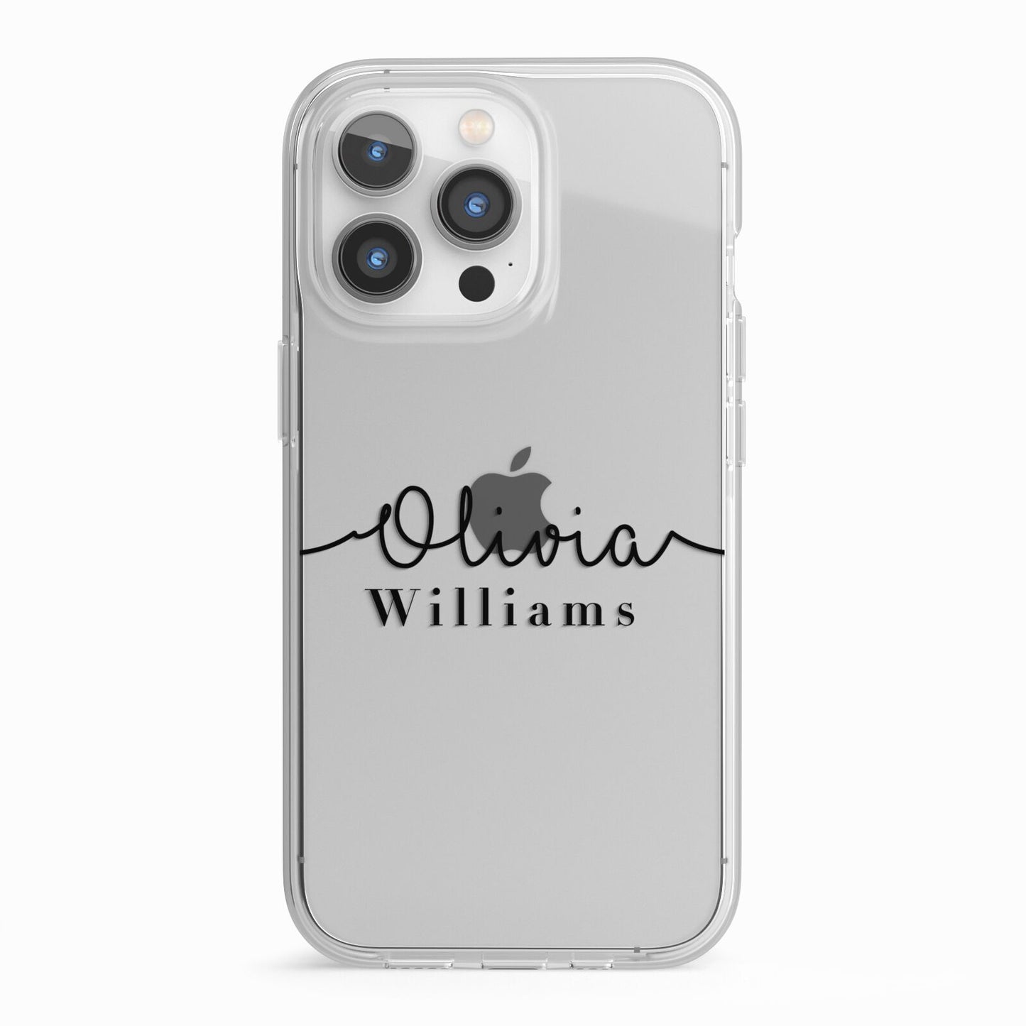 Personalised Signature Name Black iPhone 13 Pro TPU Impact Case with White Edges