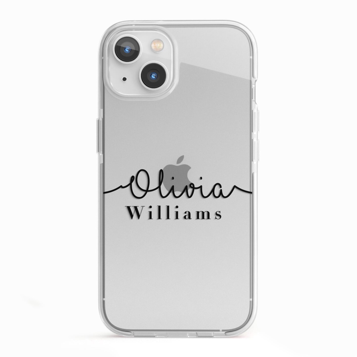 Personalised Signature Name Black iPhone 13 TPU Impact Case with White Edges