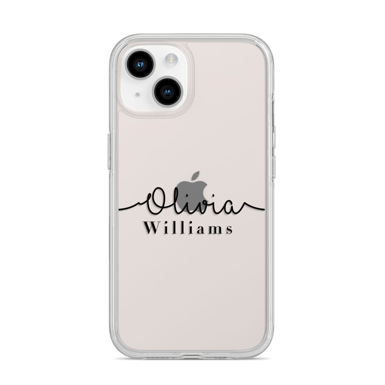 Personalised Signature Name Black iPhone 14 Clear Tough Case Starlight