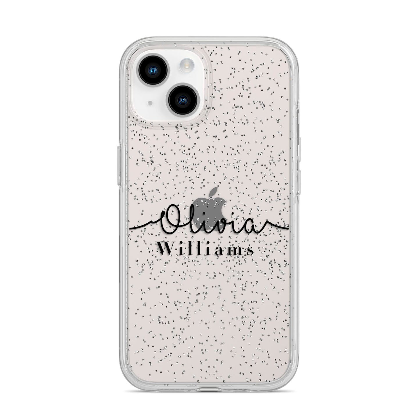 Personalised Signature Name Black iPhone 14 Glitter Tough Case Starlight