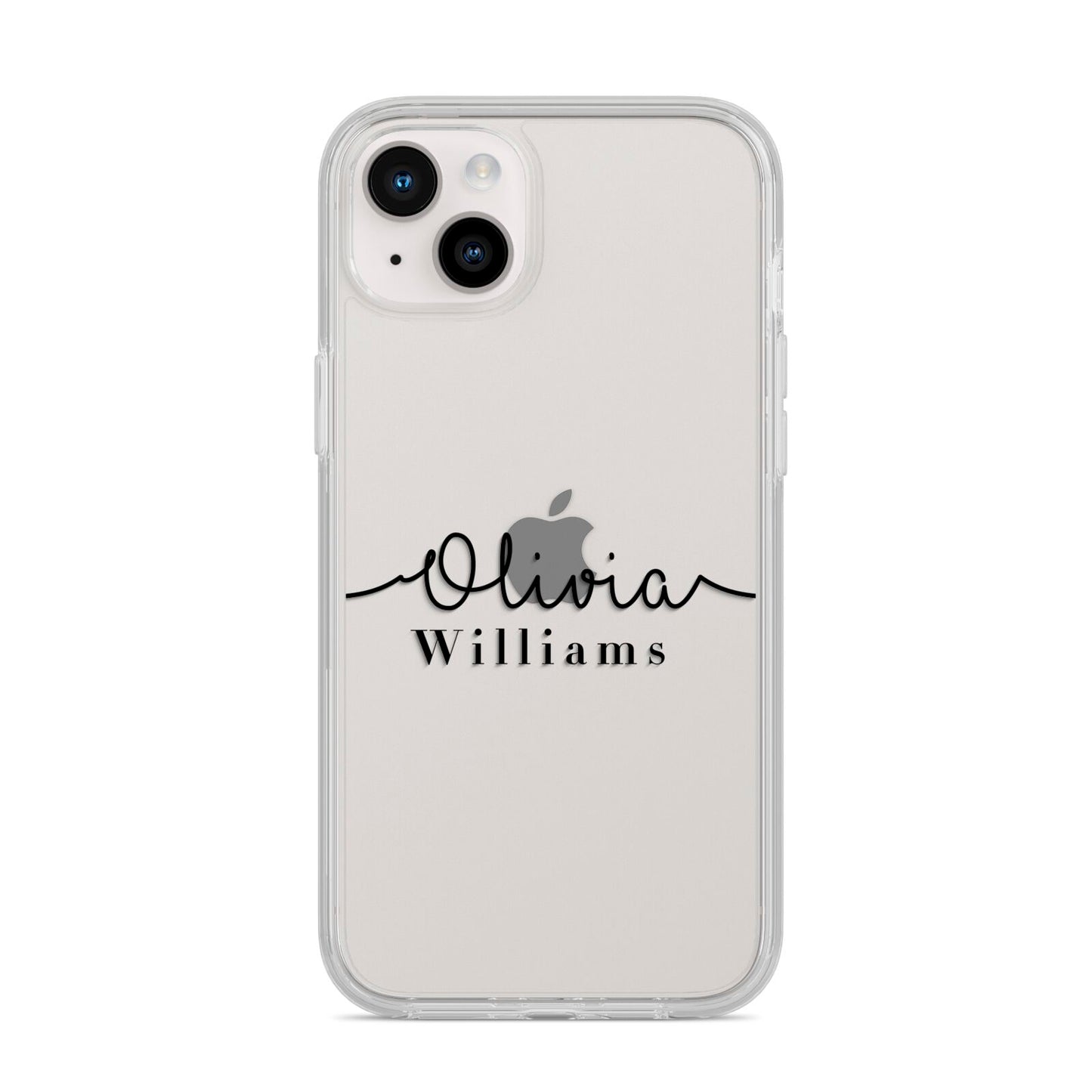 Personalised Signature Name Black iPhone 14 Plus Clear Tough Case Starlight