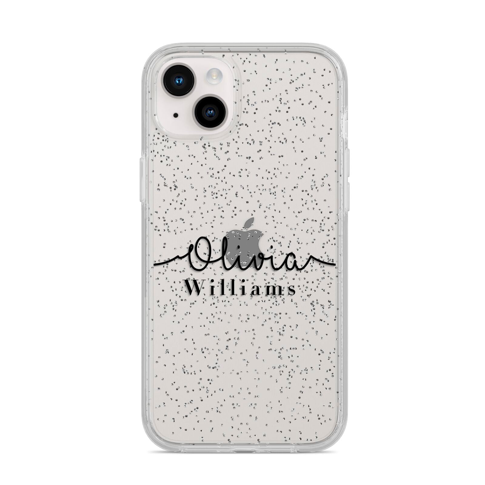 Personalised Signature Name Black iPhone 14 Plus Glitter Tough Case Starlight