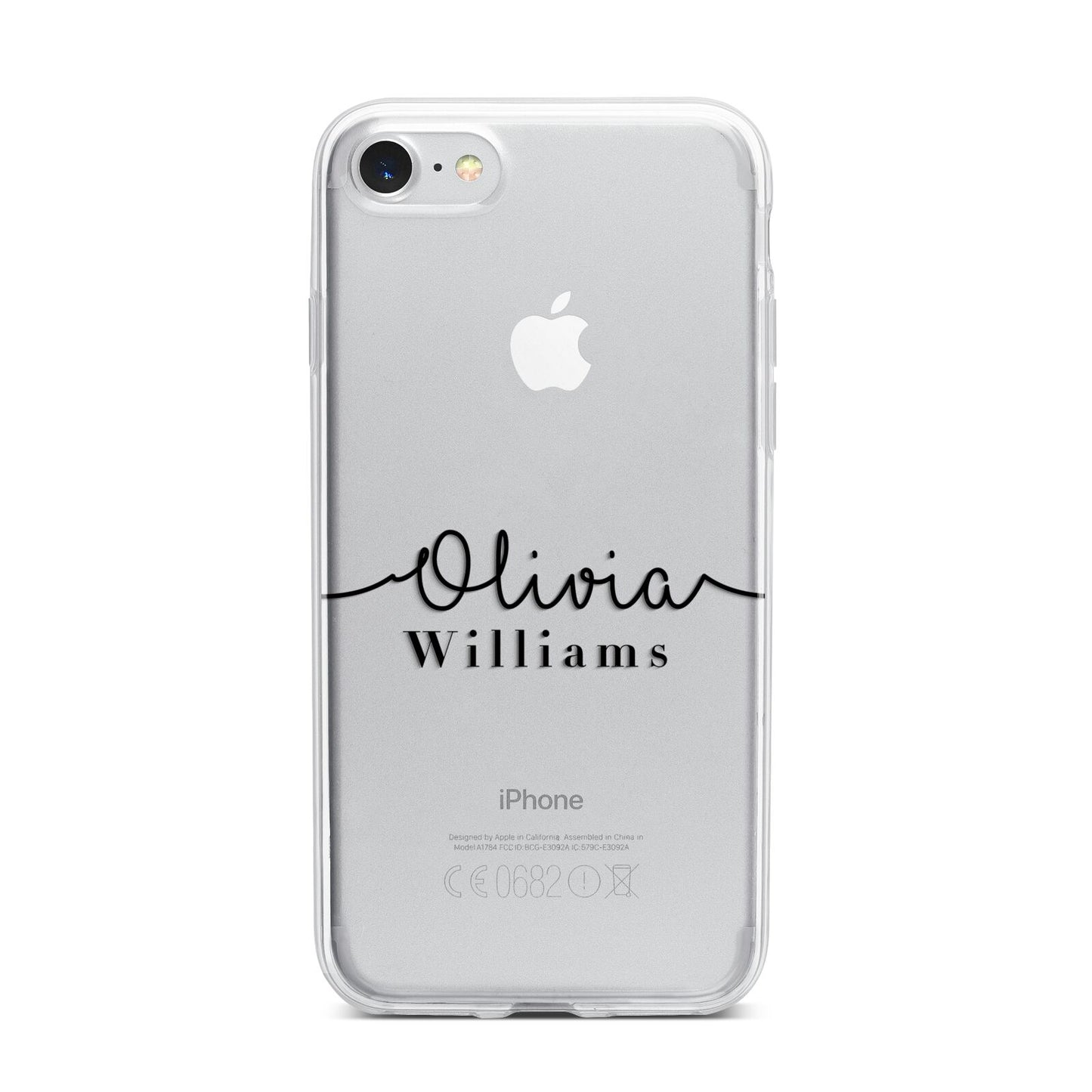 Personalised Signature Name Black iPhone 7 Bumper Case on Silver iPhone