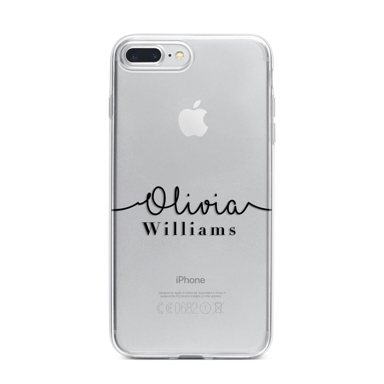 Personalised Signature Name Black iPhone 7 Plus Bumper Case on Silver iPhone