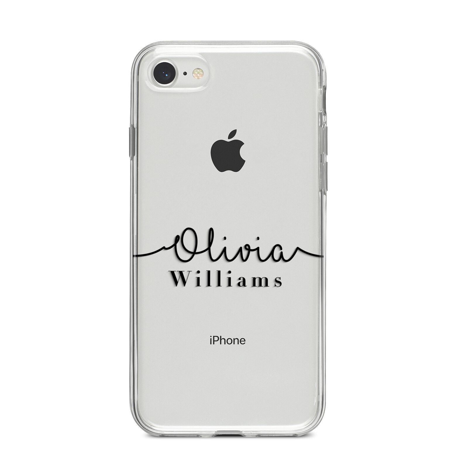 Personalised Signature Name Black iPhone 8 Bumper Case on Silver iPhone