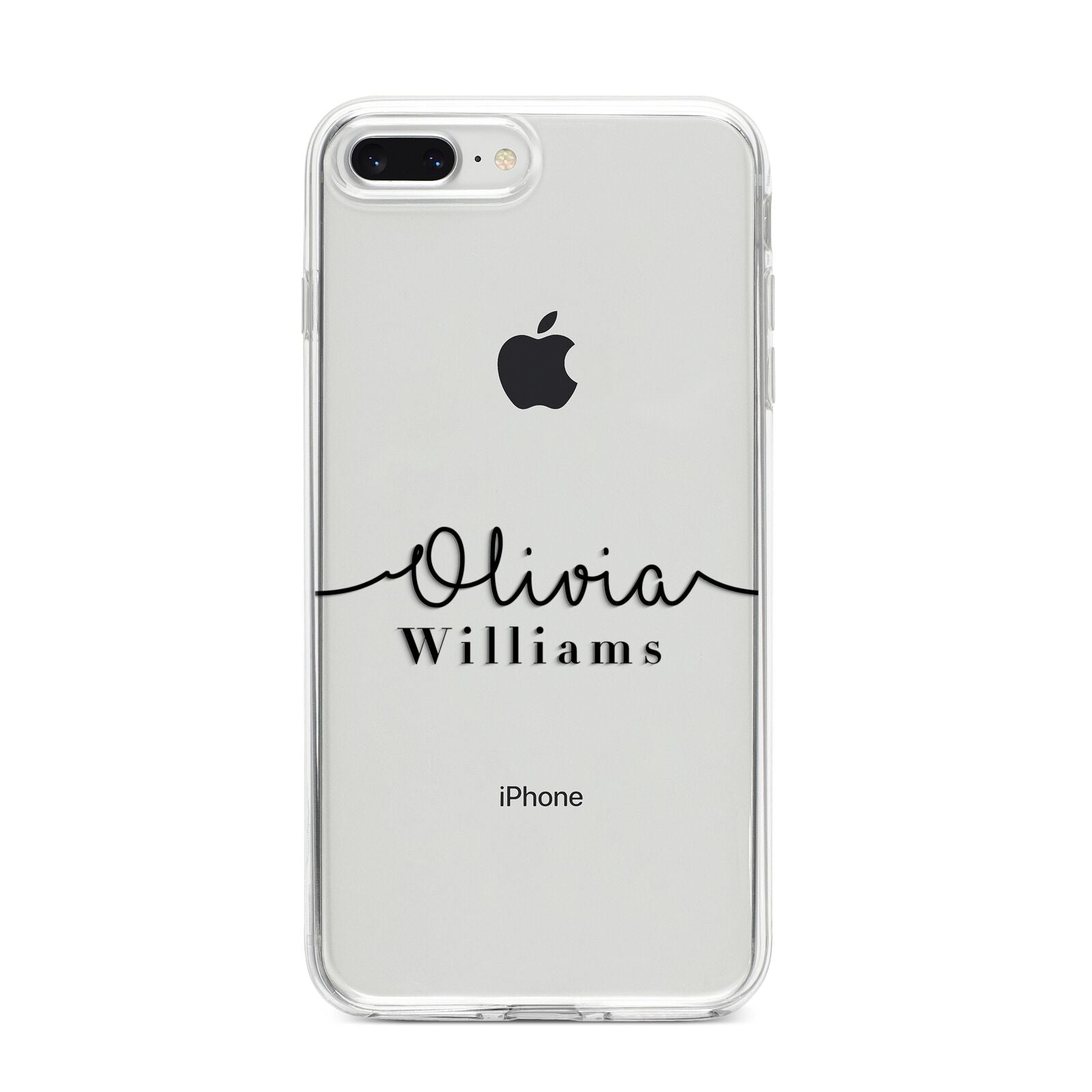 Personalised Signature Name Black iPhone 8 Plus Bumper Case on Silver iPhone