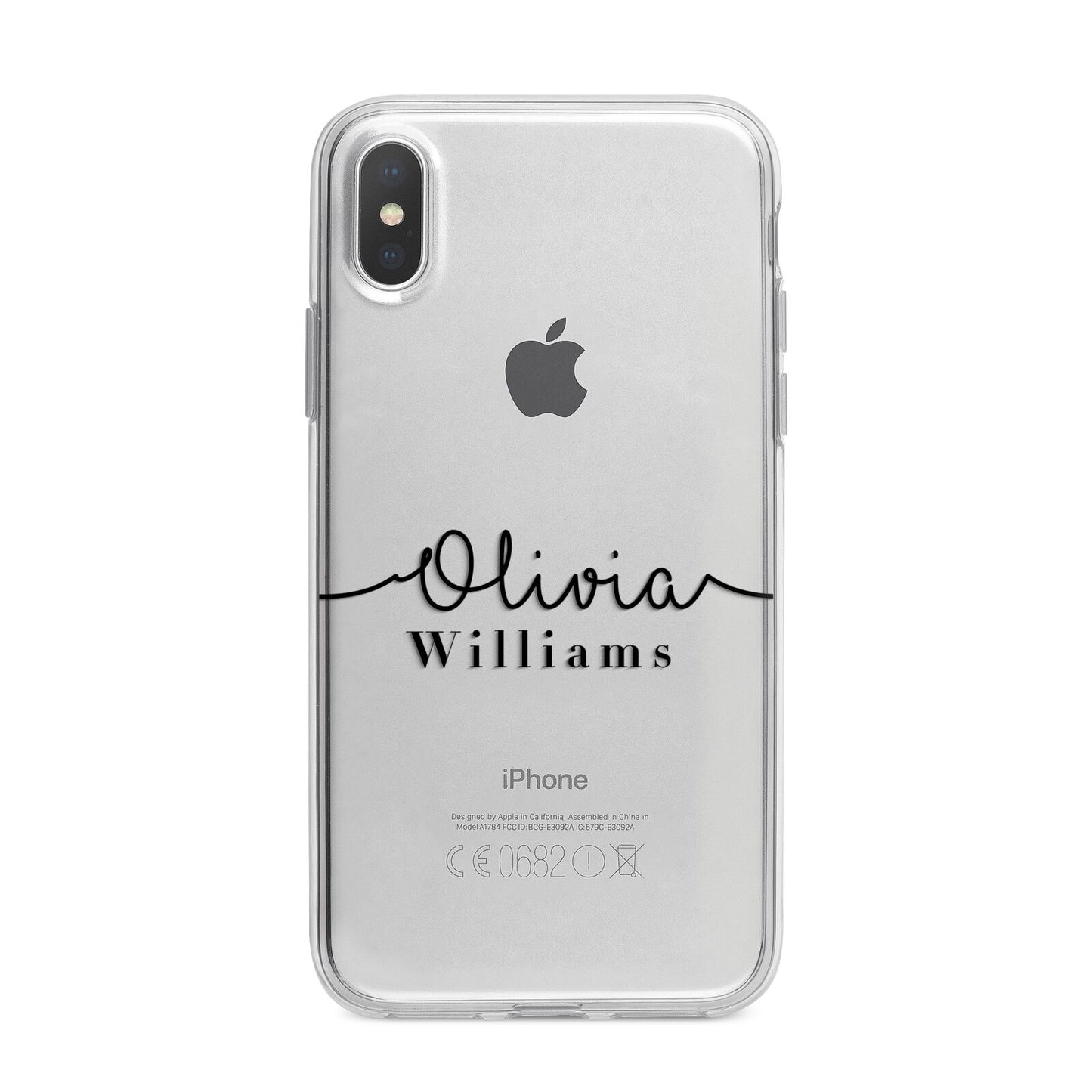 Personalised Signature Name Black iPhone X Bumper Case on Silver iPhone Alternative Image 1