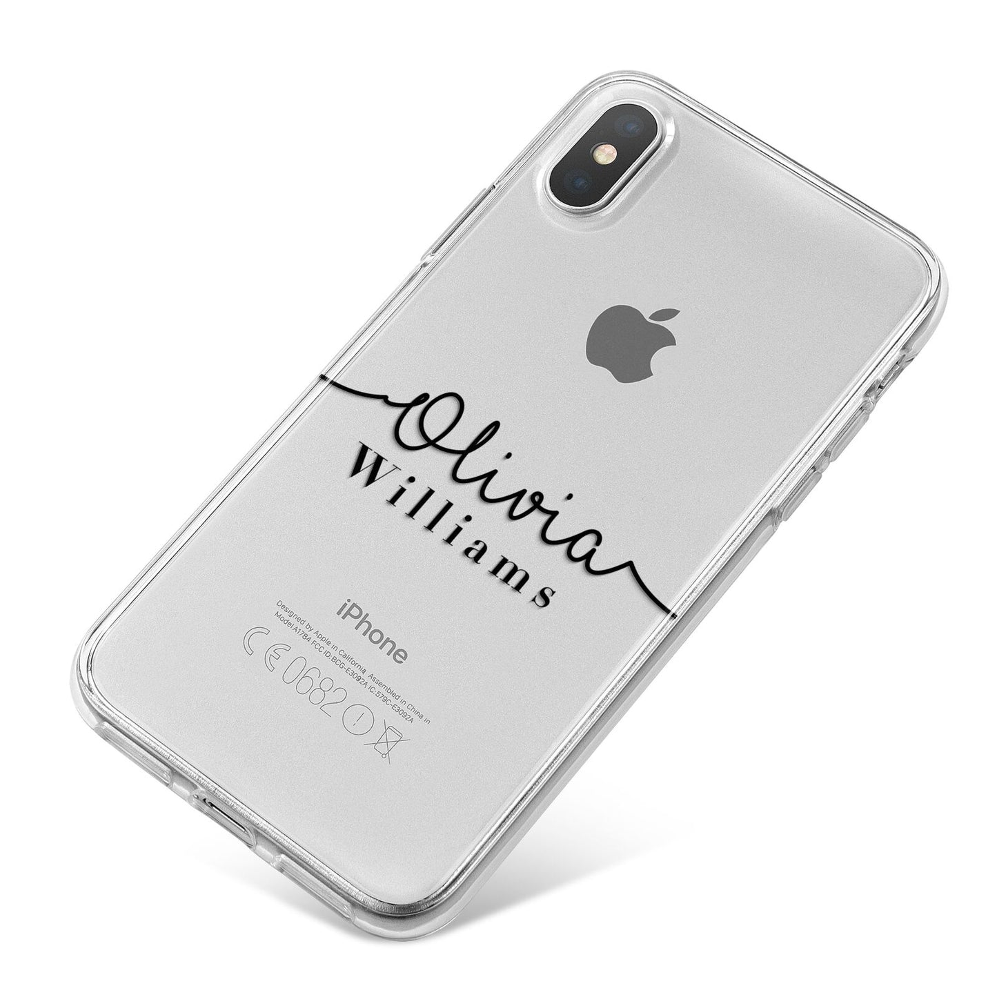 Personalised Signature Name Black iPhone X Bumper Case on Silver iPhone