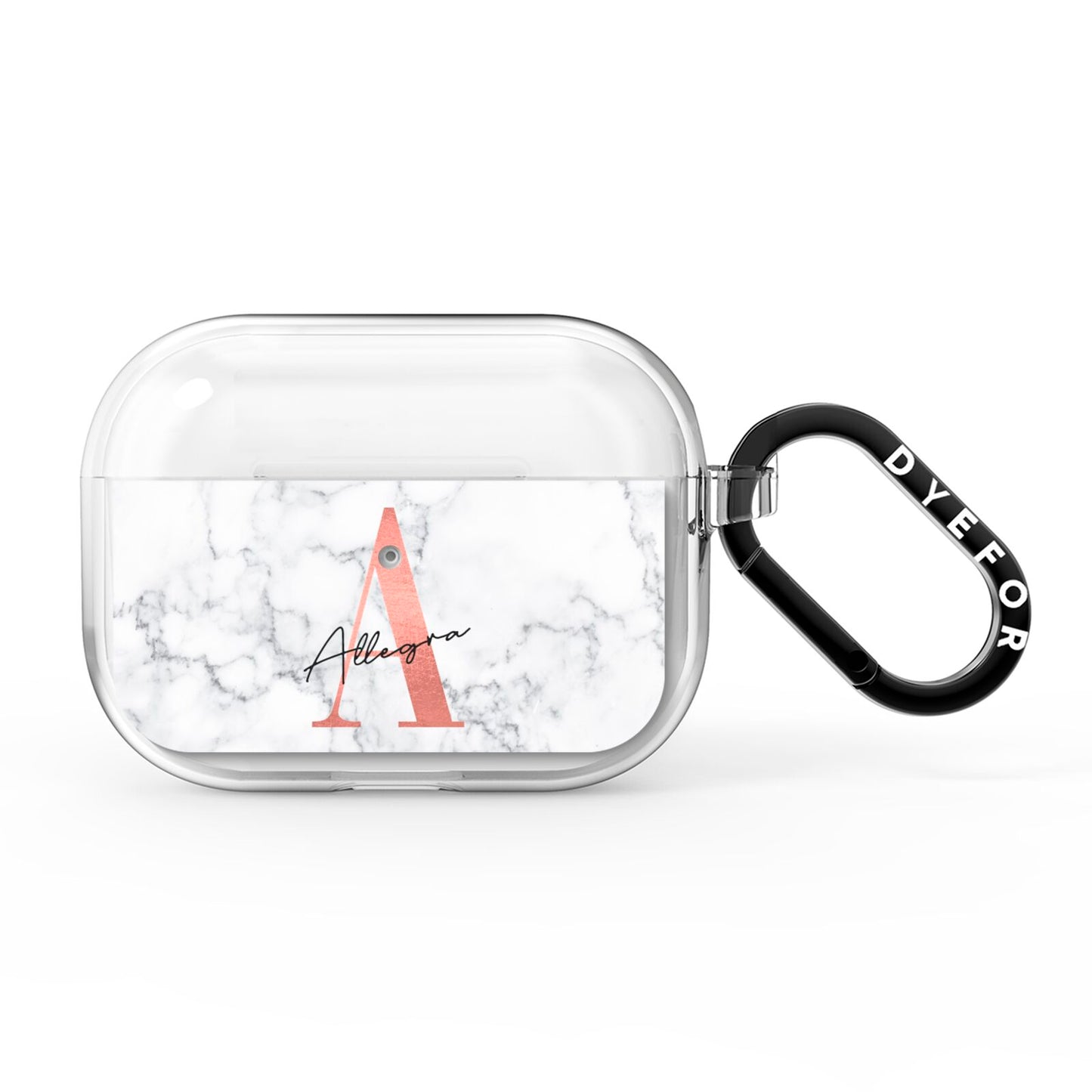 Personalised Signature Rose Gold Marble AirPods Pro Clear Case