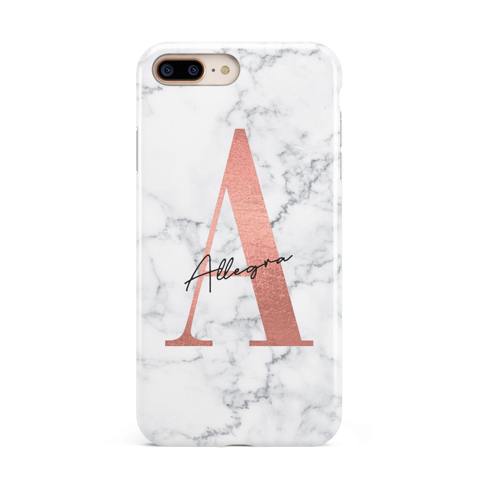 Personalised Signature Rose Gold Marble Apple iPhone 7 8 Plus 3D Tough Case