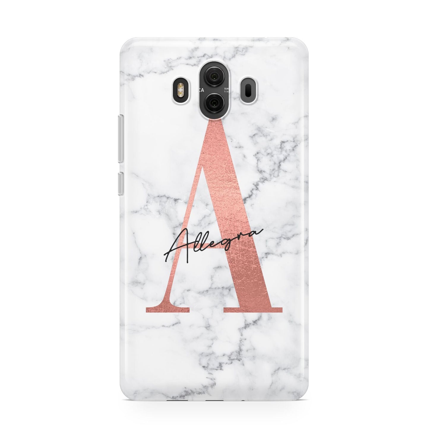 Personalised Signature Rose Gold Marble Huawei Mate 10 Protective Phone Case