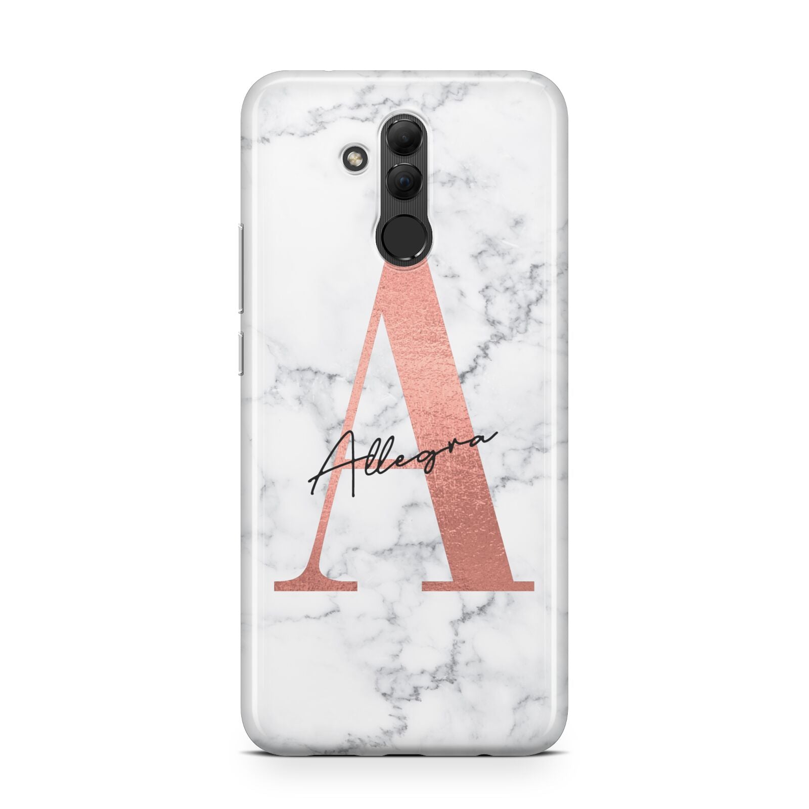 Personalised Signature Rose Gold Marble Huawei Mate 20 Lite