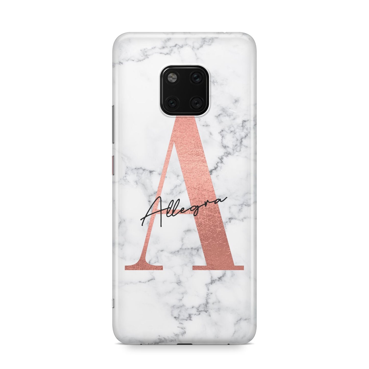 Personalised Signature Rose Gold Marble Huawei Mate 20 Pro Phone Case