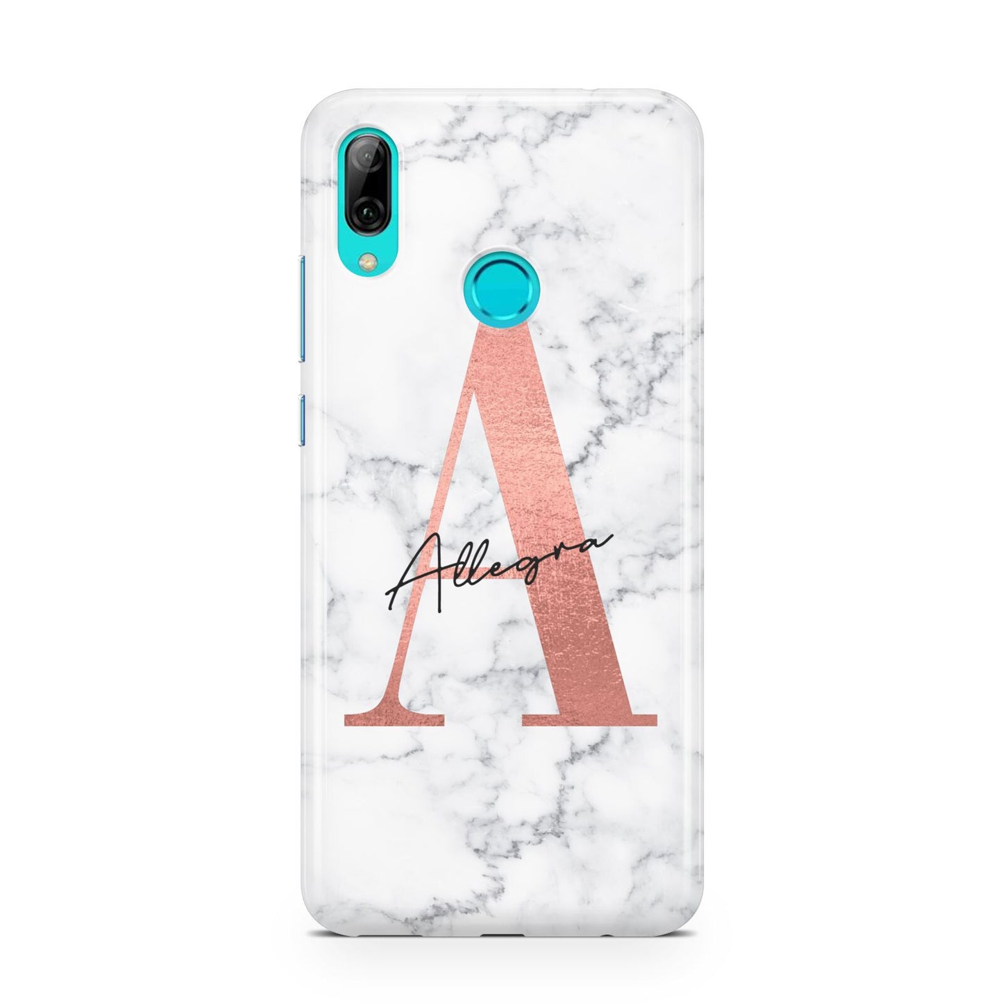 Personalised Signature Rose Gold Marble Huawei P Smart 2019 Case