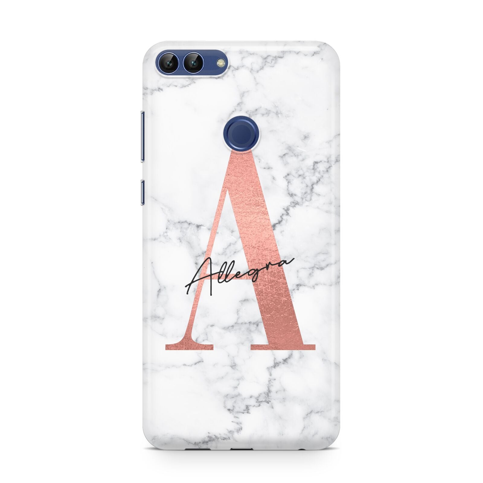 Personalised Signature Rose Gold Marble Huawei P Smart Case