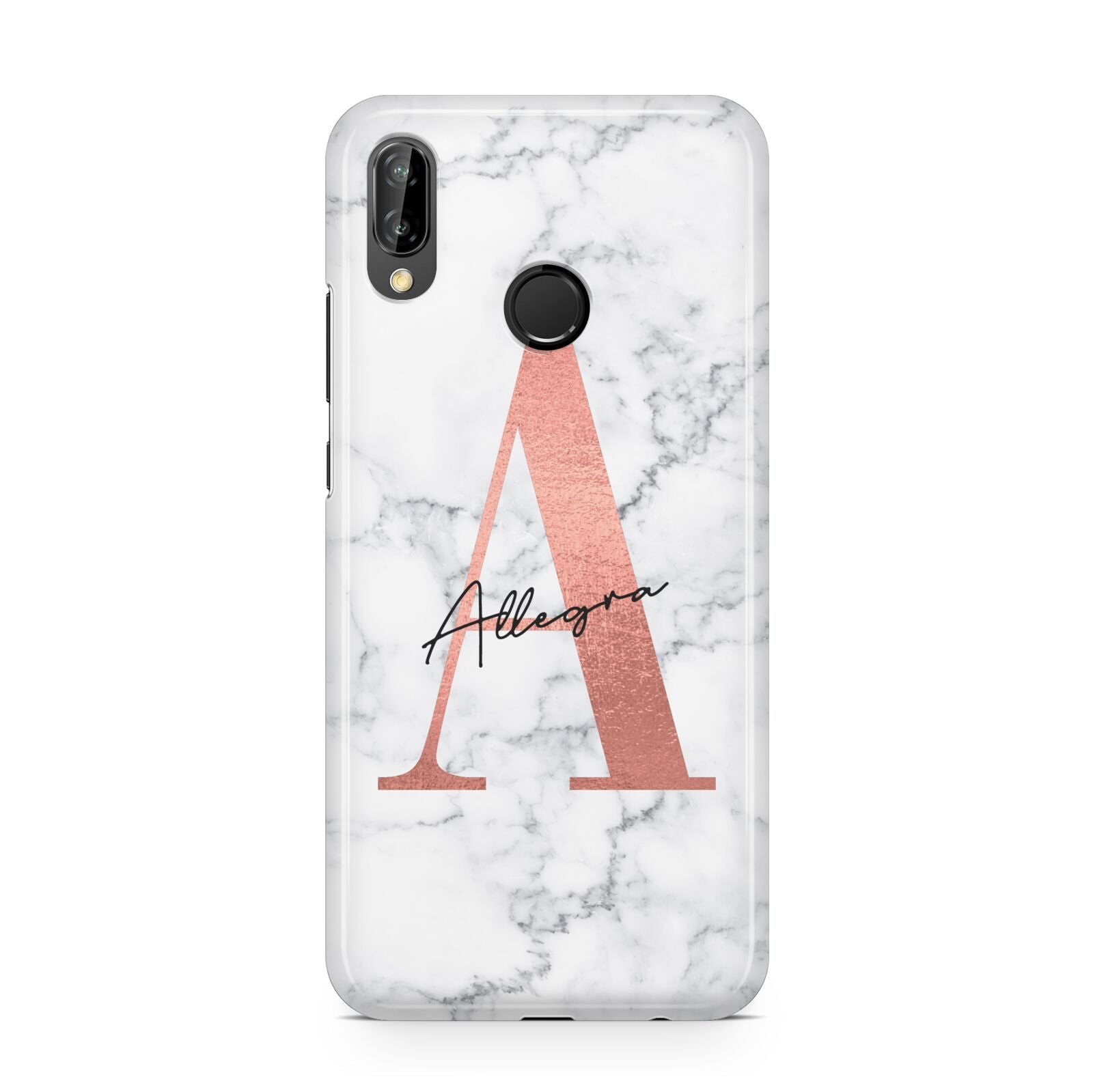 Personalised Signature Rose Gold Marble Huawei P20 Lite Phone Case