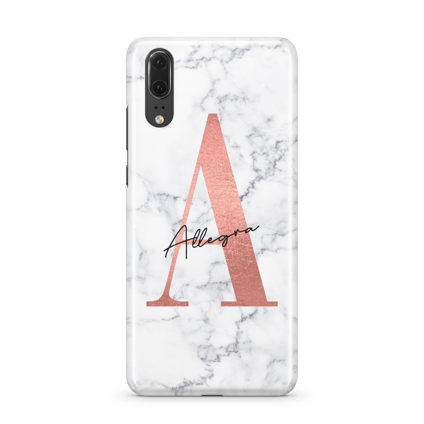 Personalised Signature Rose Gold Marble Huawei P20 Phone Case