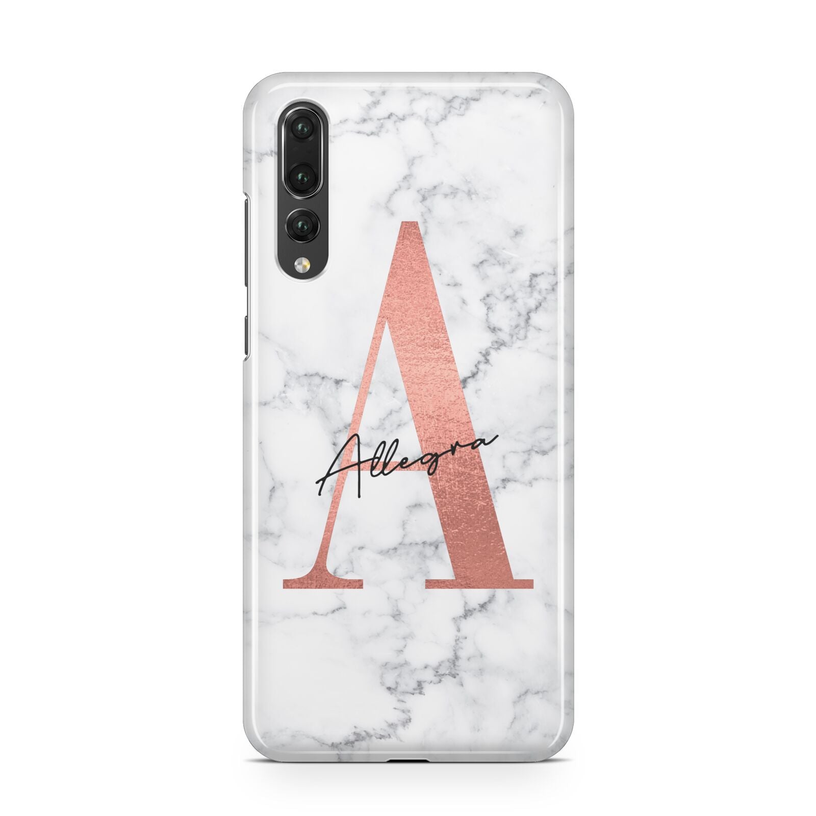 Personalised Signature Rose Gold Marble Huawei P20 Pro Phone Case