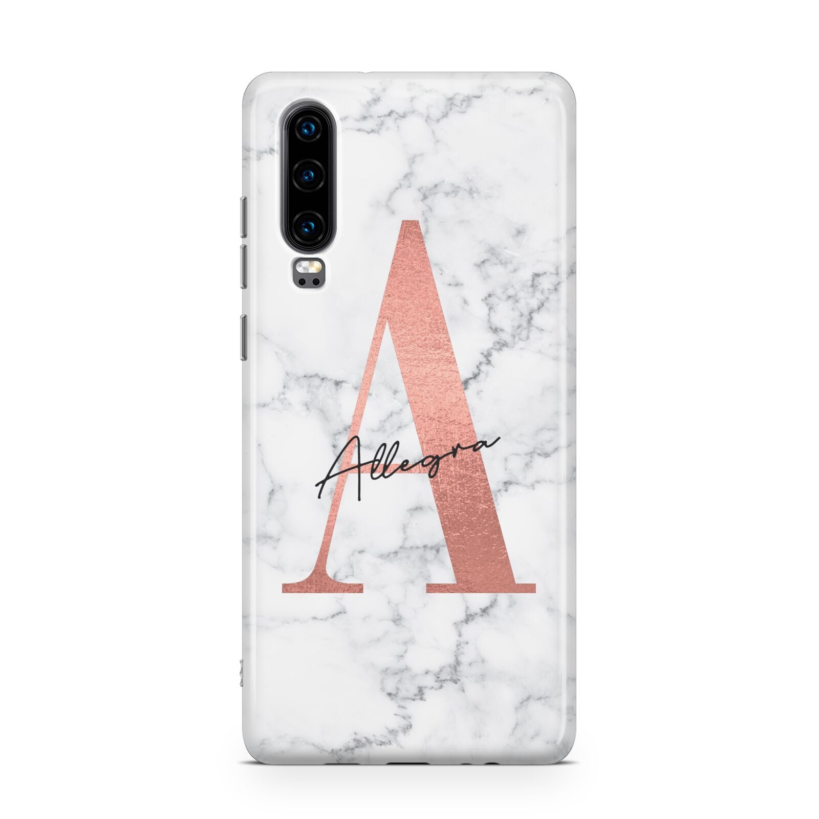 Personalised Signature Rose Gold Marble Huawei P30 Phone Case