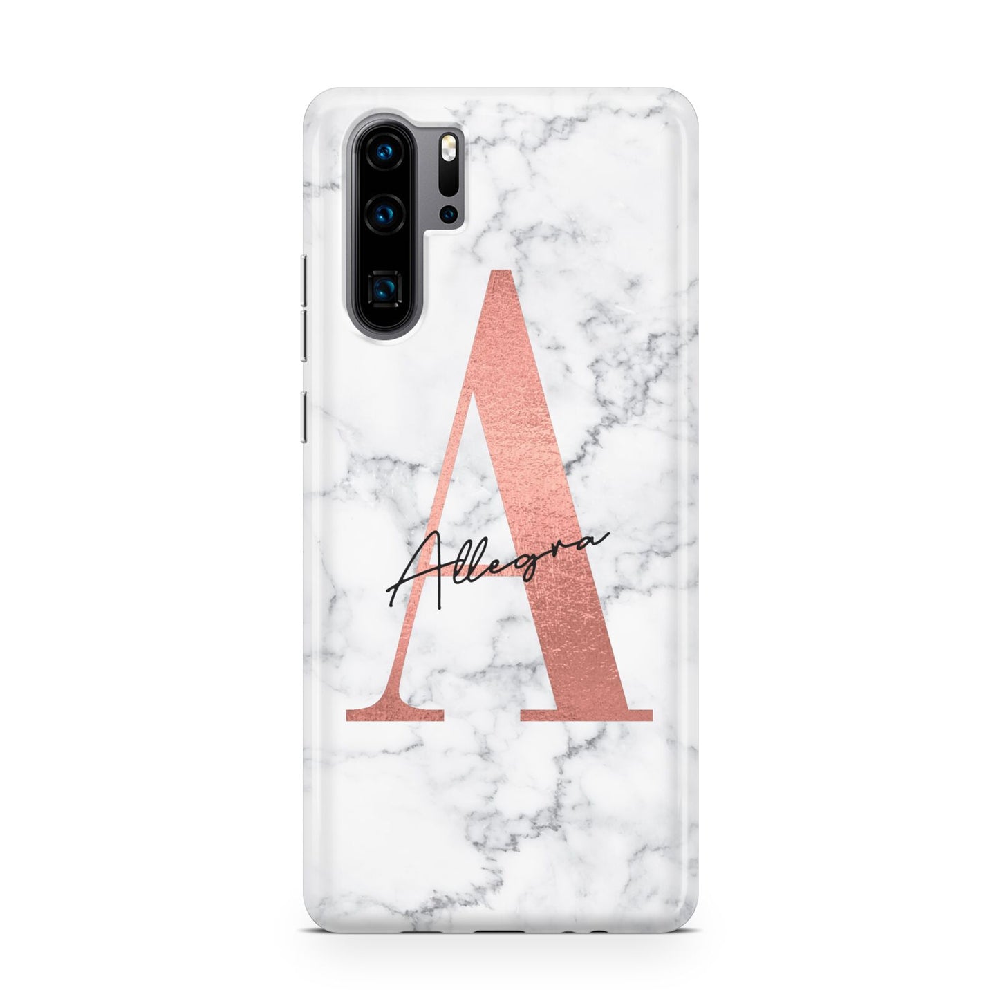 Personalised Signature Rose Gold Marble Huawei P30 Pro Phone Case