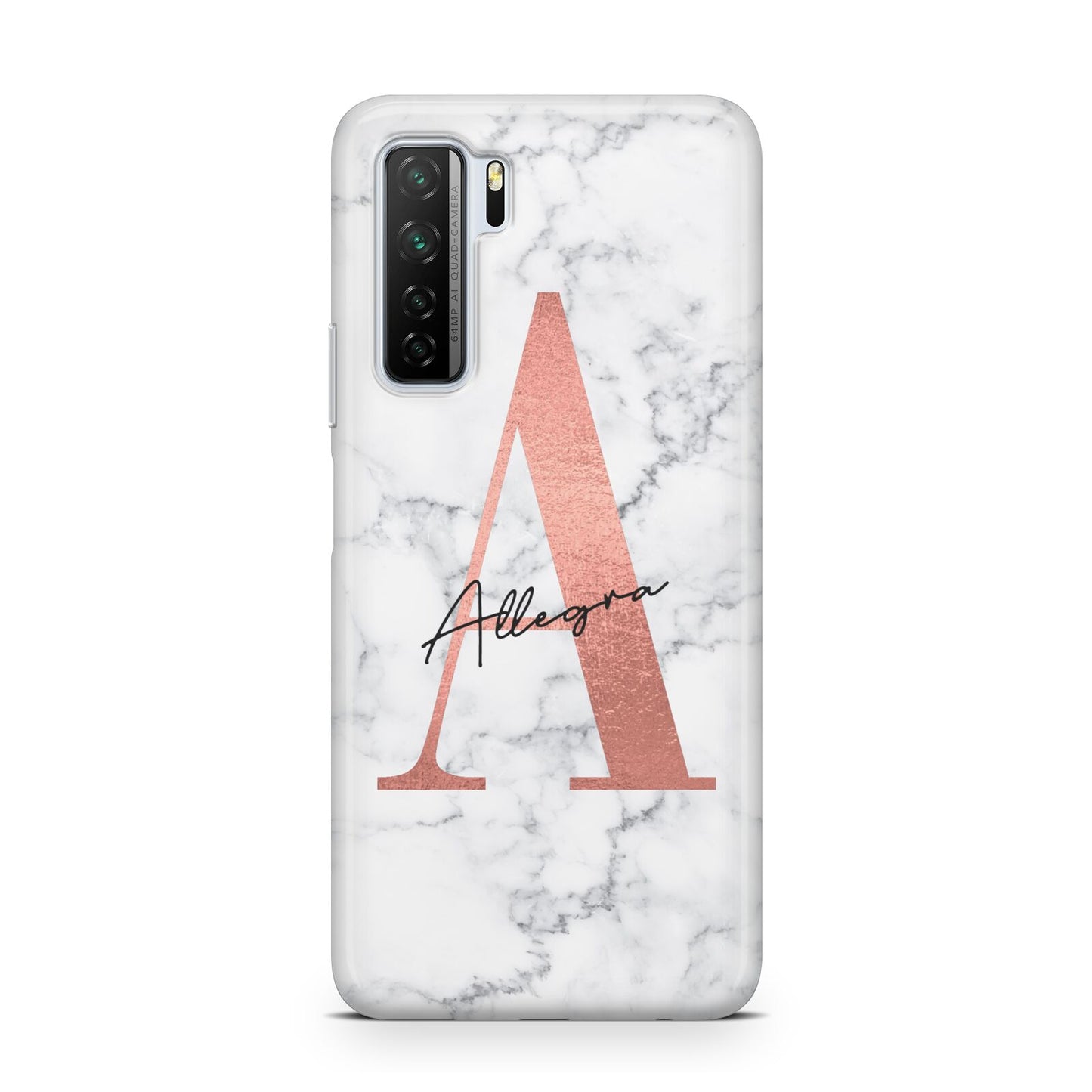 Personalised Signature Rose Gold Marble Huawei P40 Lite 5G Phone Case