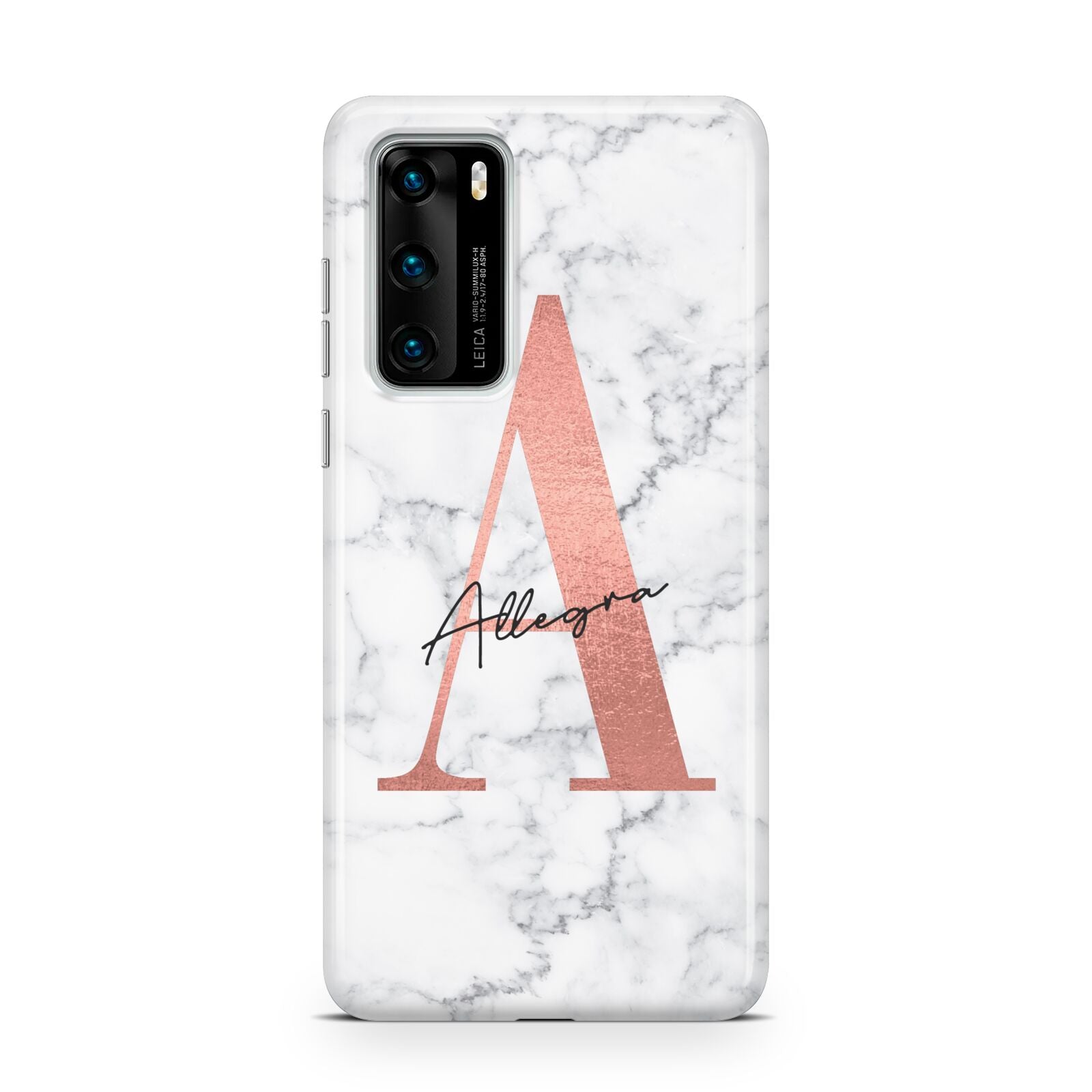 Personalised Signature Rose Gold Marble Huawei P40 Phone Case