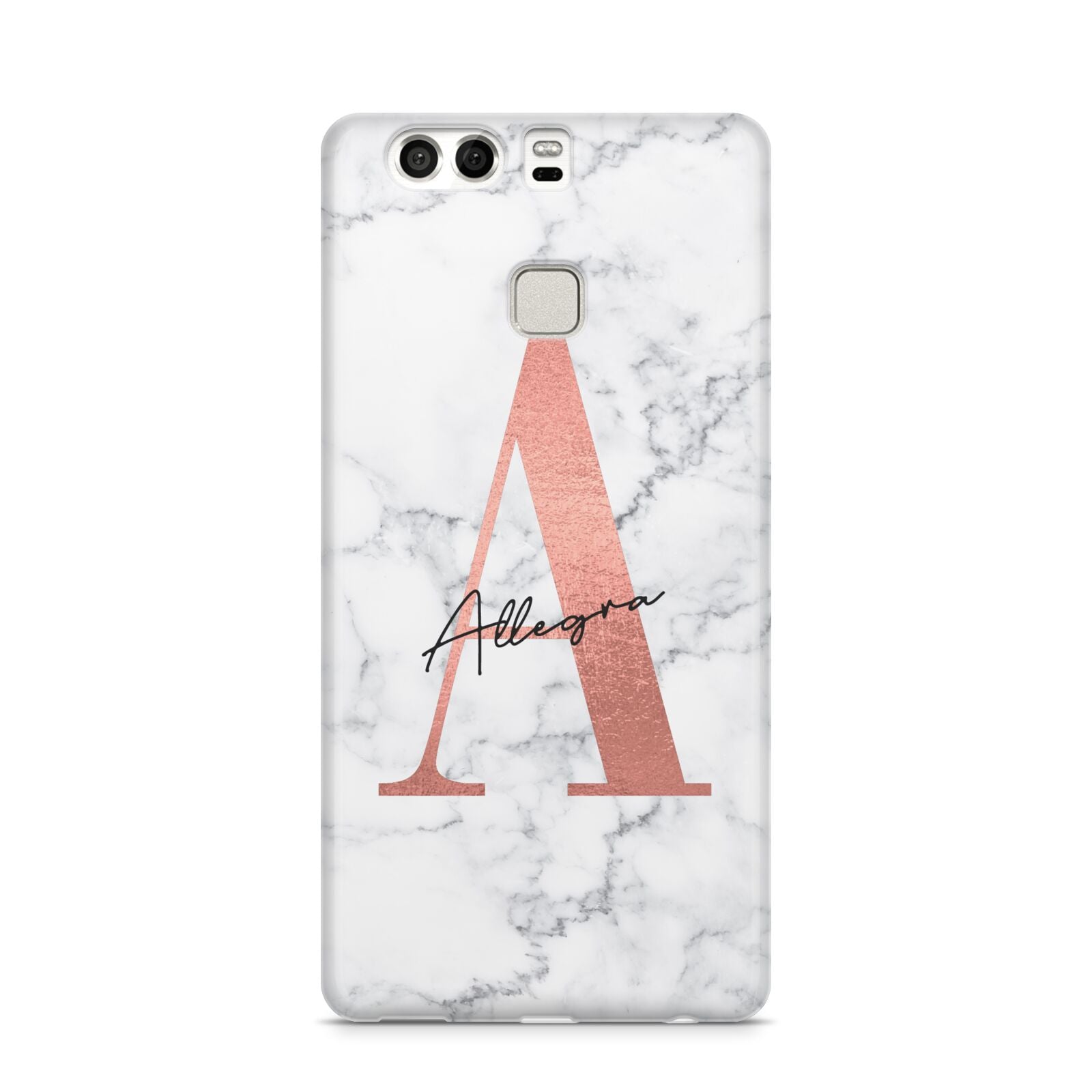 Personalised Signature Rose Gold Marble Huawei P9 Case