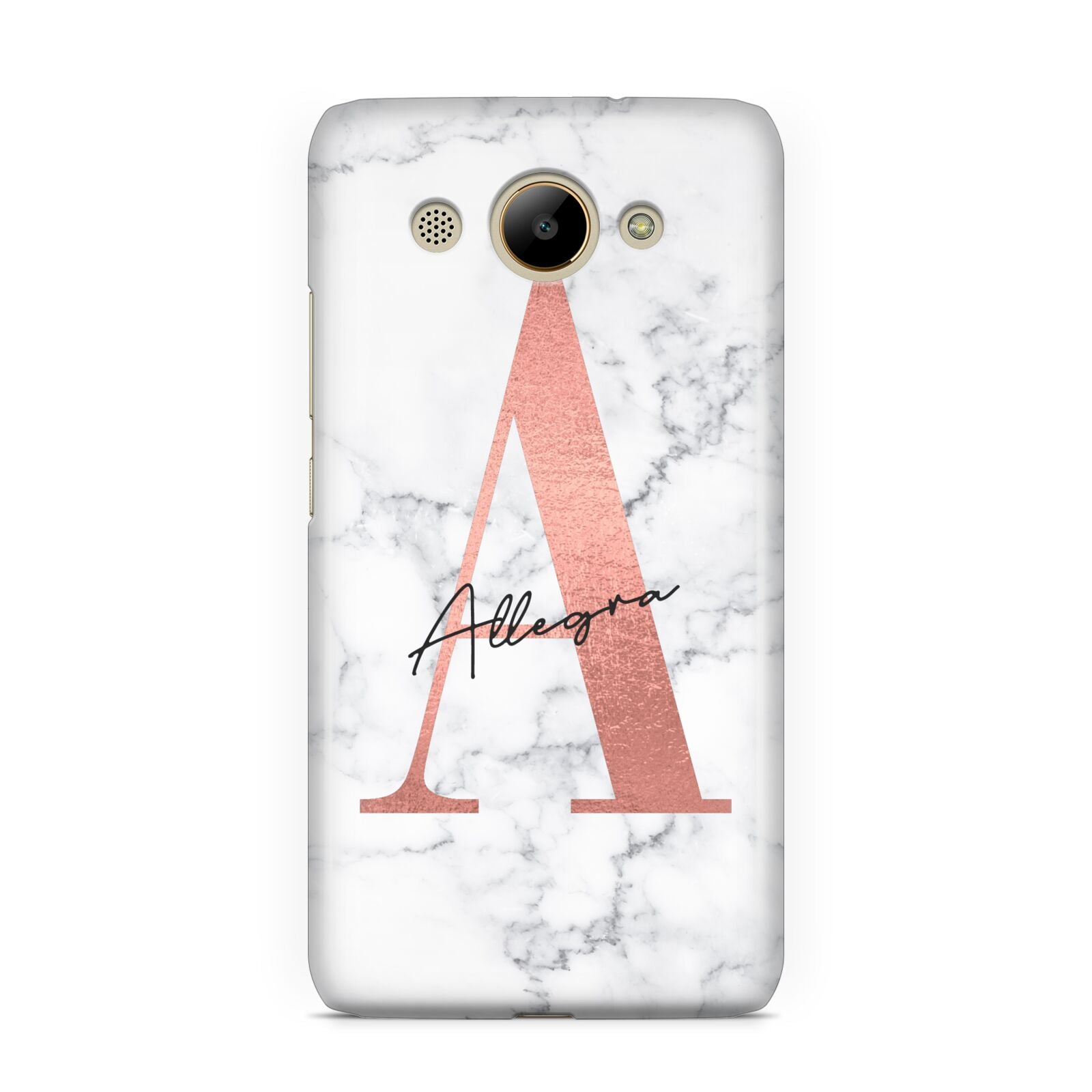 Personalised Signature Rose Gold Marble Huawei Y3 2017