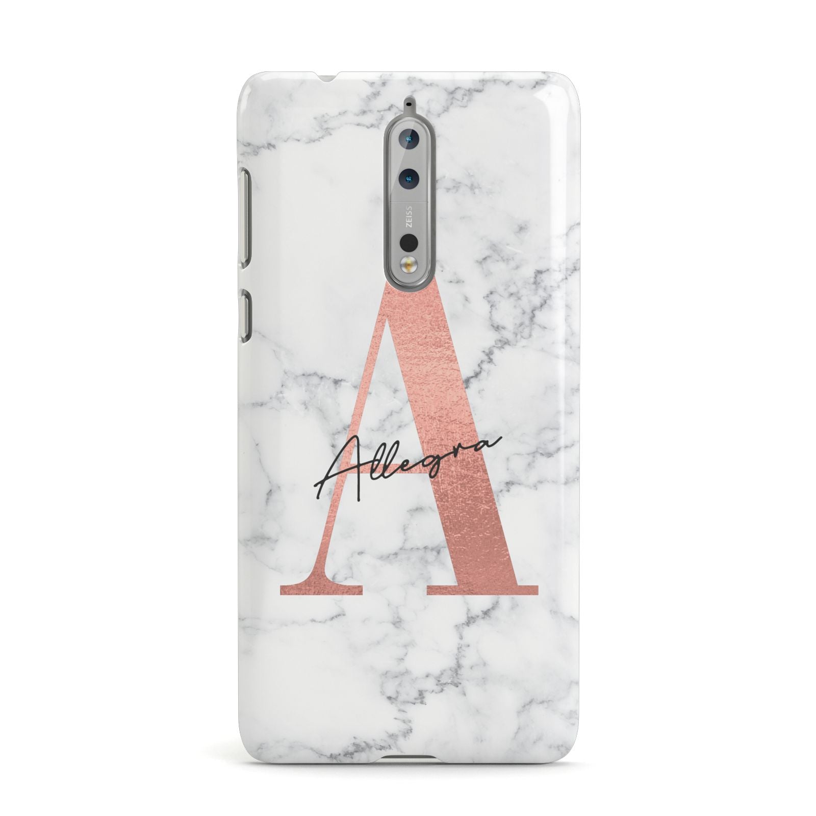 Personalised Signature Rose Gold Marble Nokia Case