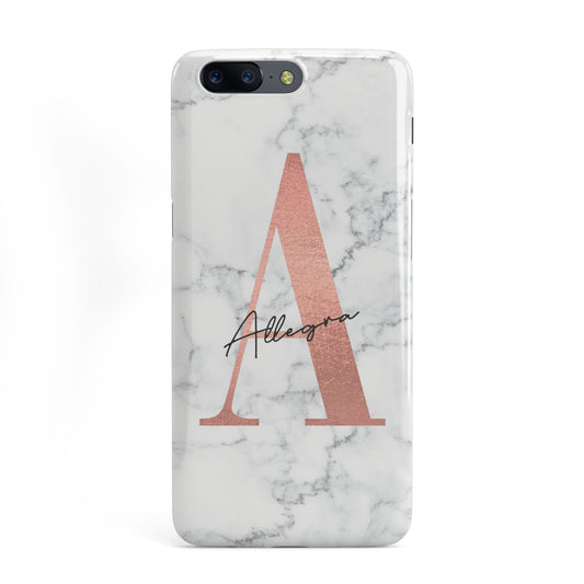 Personalised Signature Rose Gold Marble OnePlus Case