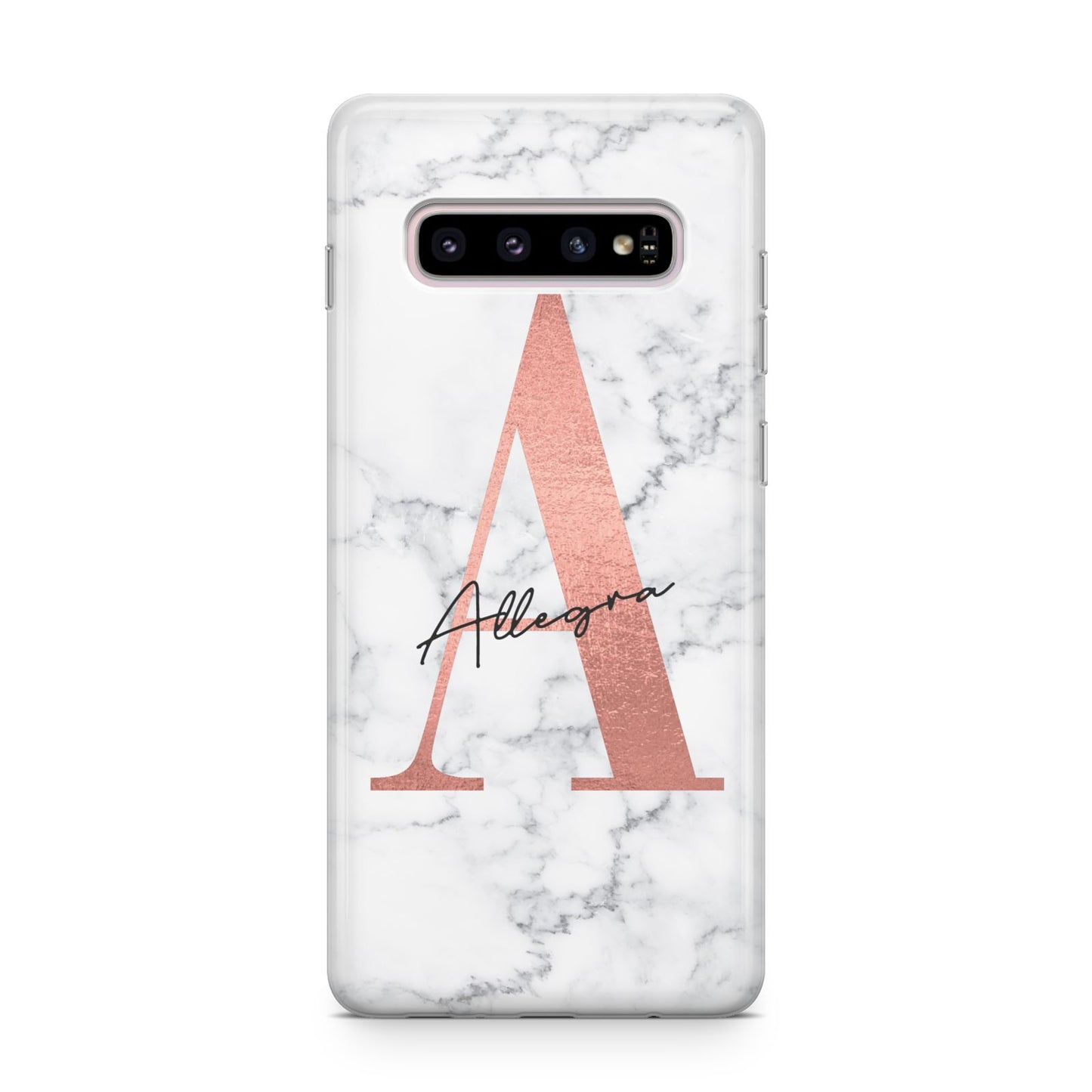 Personalised Signature Rose Gold Marble Samsung Galaxy S10 Plus Case