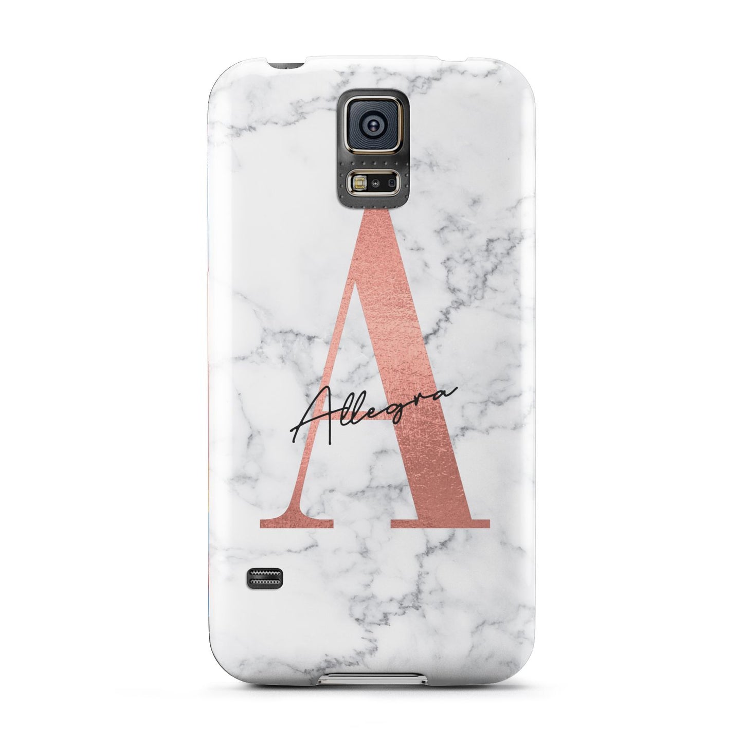 Personalised Signature Rose Gold Marble Samsung Galaxy S5 Case