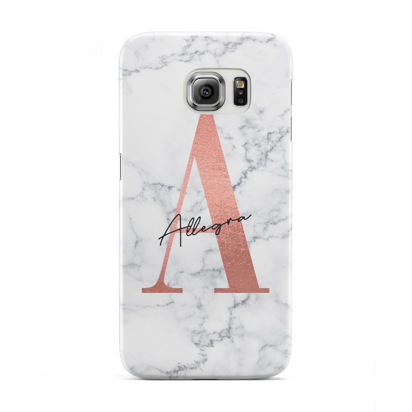 Personalised Signature Rose Gold Marble Samsung Galaxy S6 Edge Case