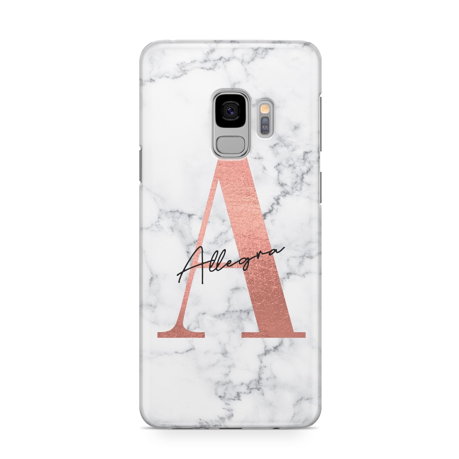 Personalised Signature Rose Gold Marble Samsung Galaxy Case