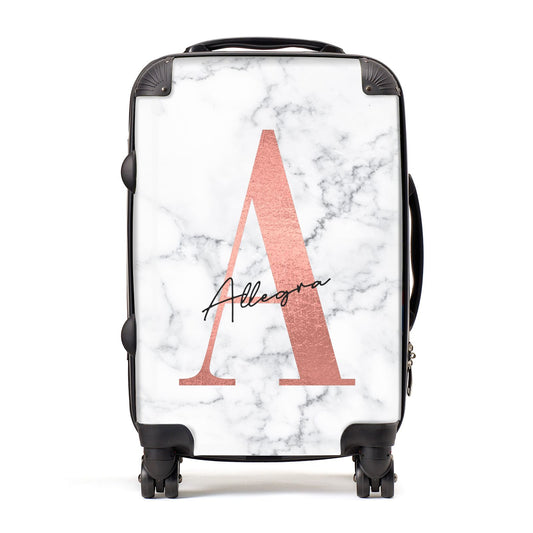 Personalised Signature Rose Gold Marble Suitcase