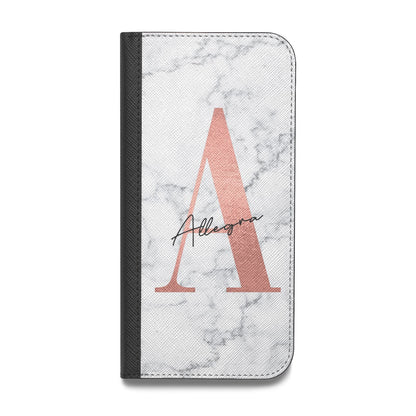 Personalised Signature Rose Gold Marble Vegan Leather Flip iPhone Case