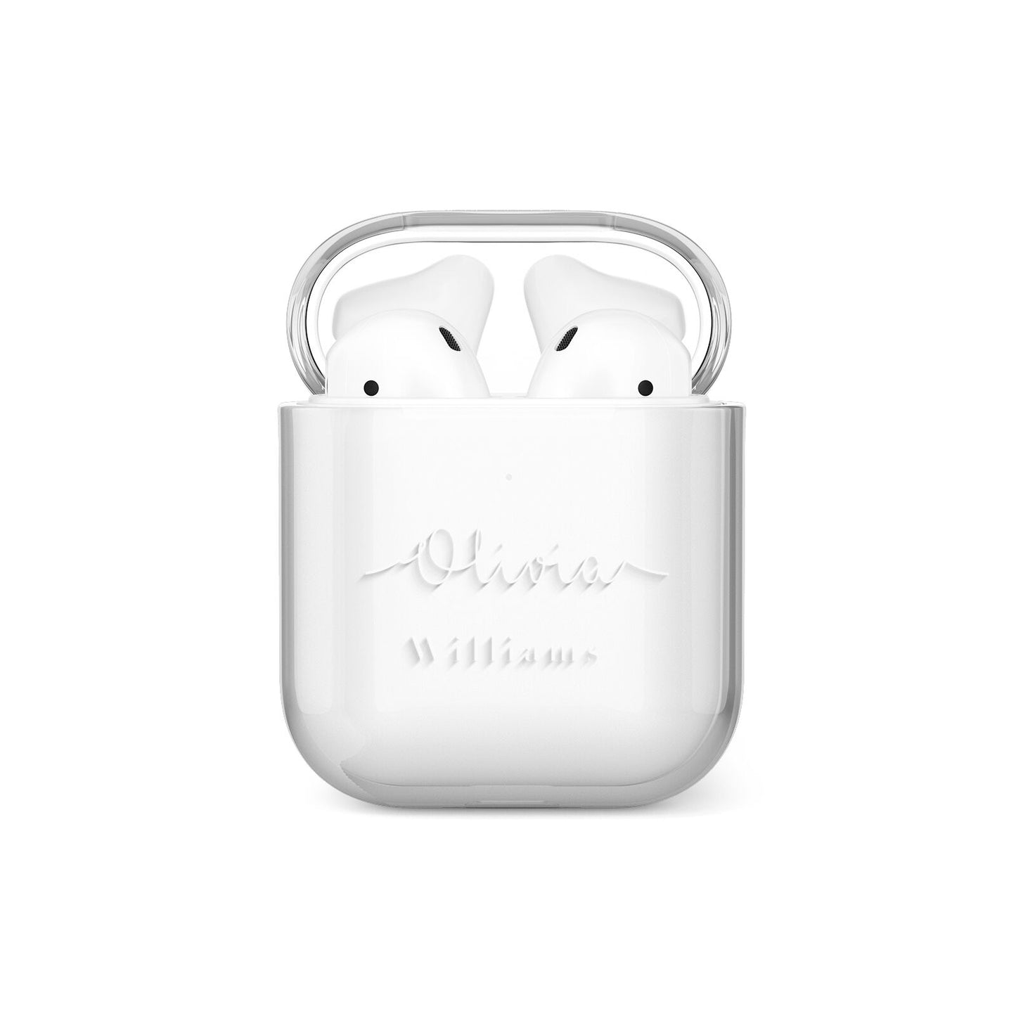 Personalised Signature Typography White AirPods Case