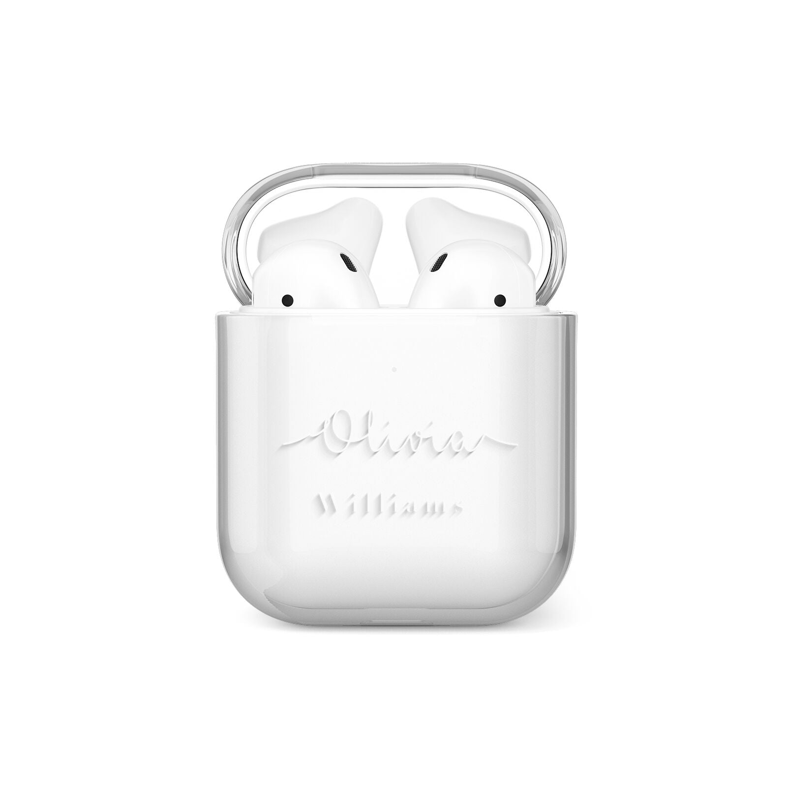 Personalised Signature Typography White AirPods Case