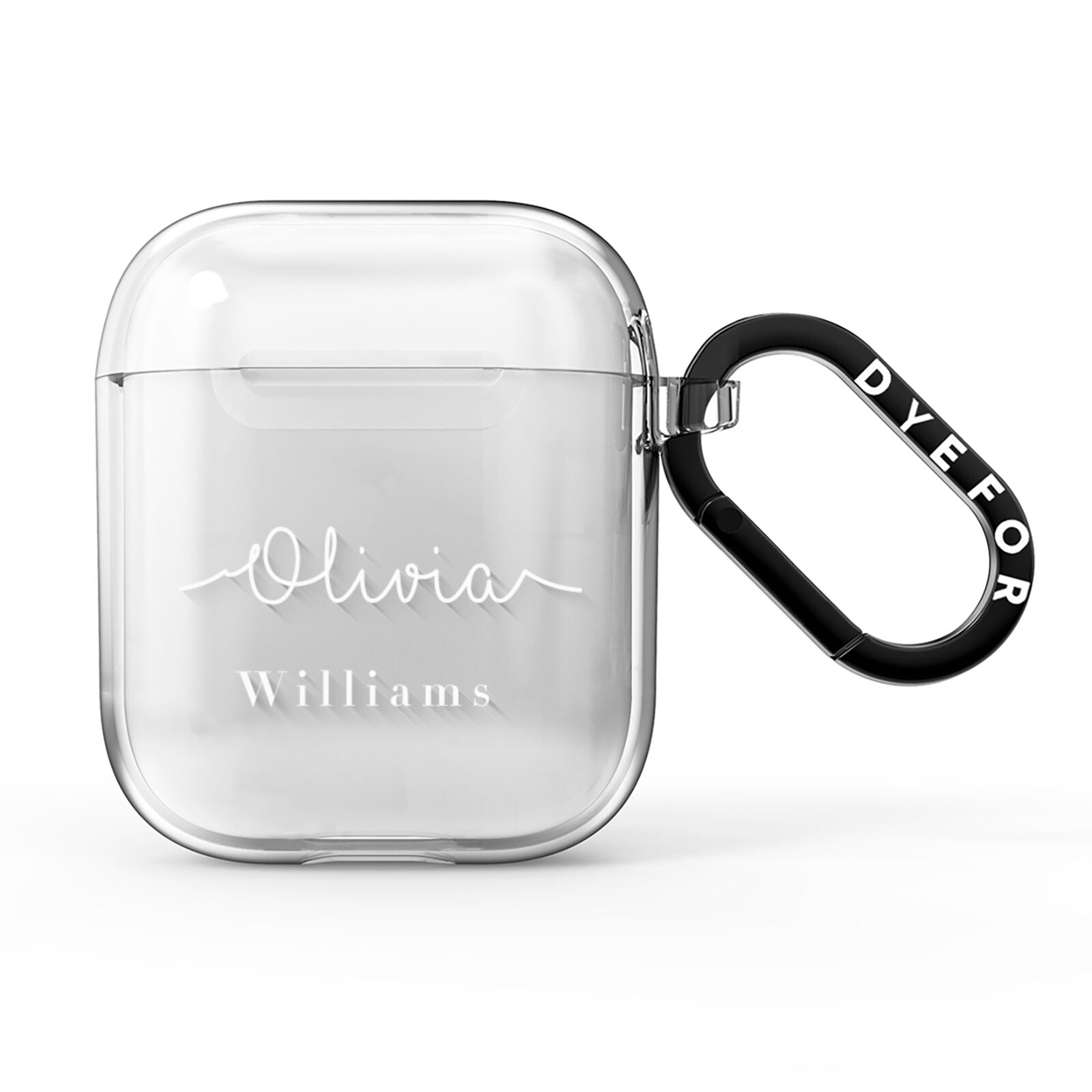 Personalised Signature Typography White AirPods Clear Case