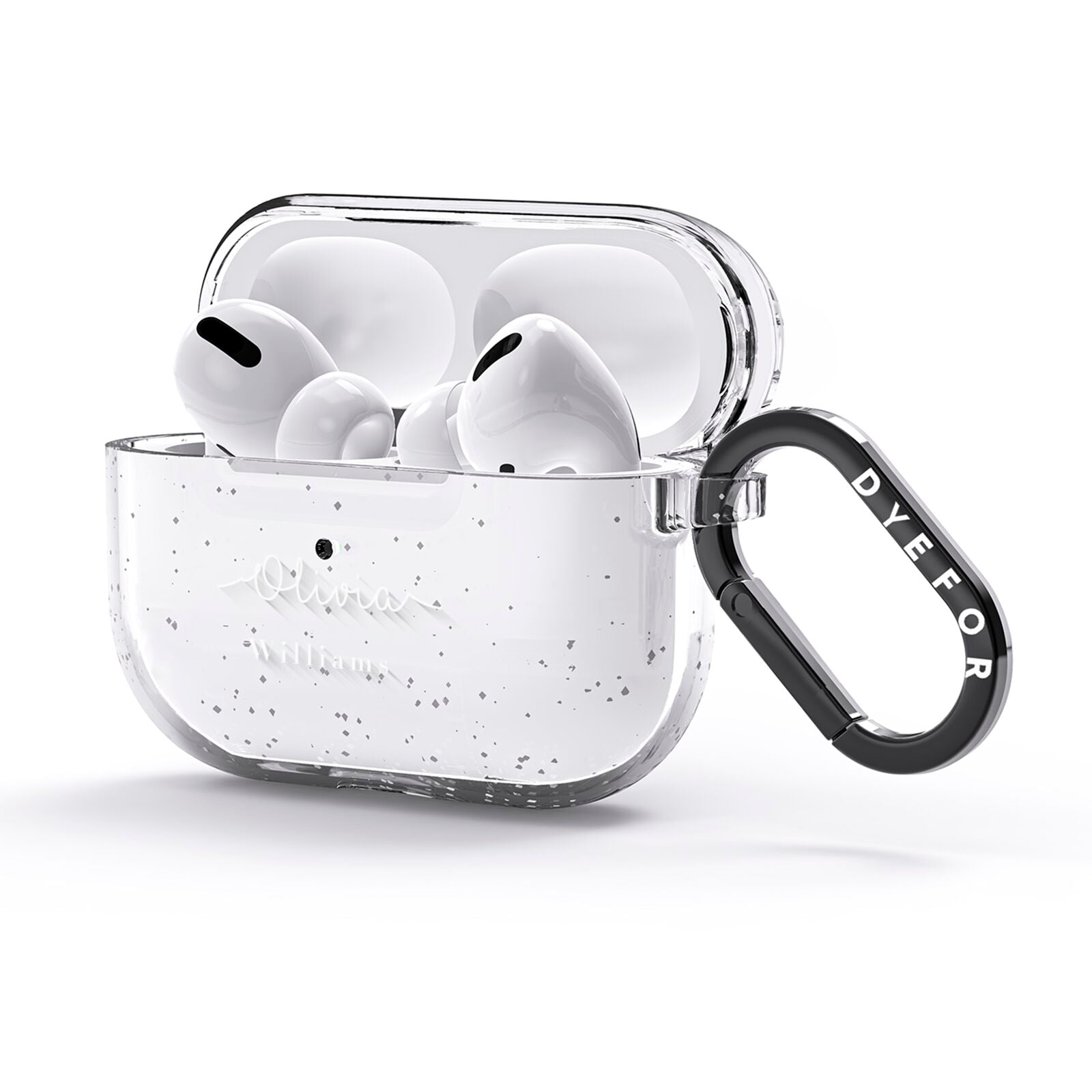 Personalised Signature Typography White AirPods Glitter Case 3rd Gen Side Image