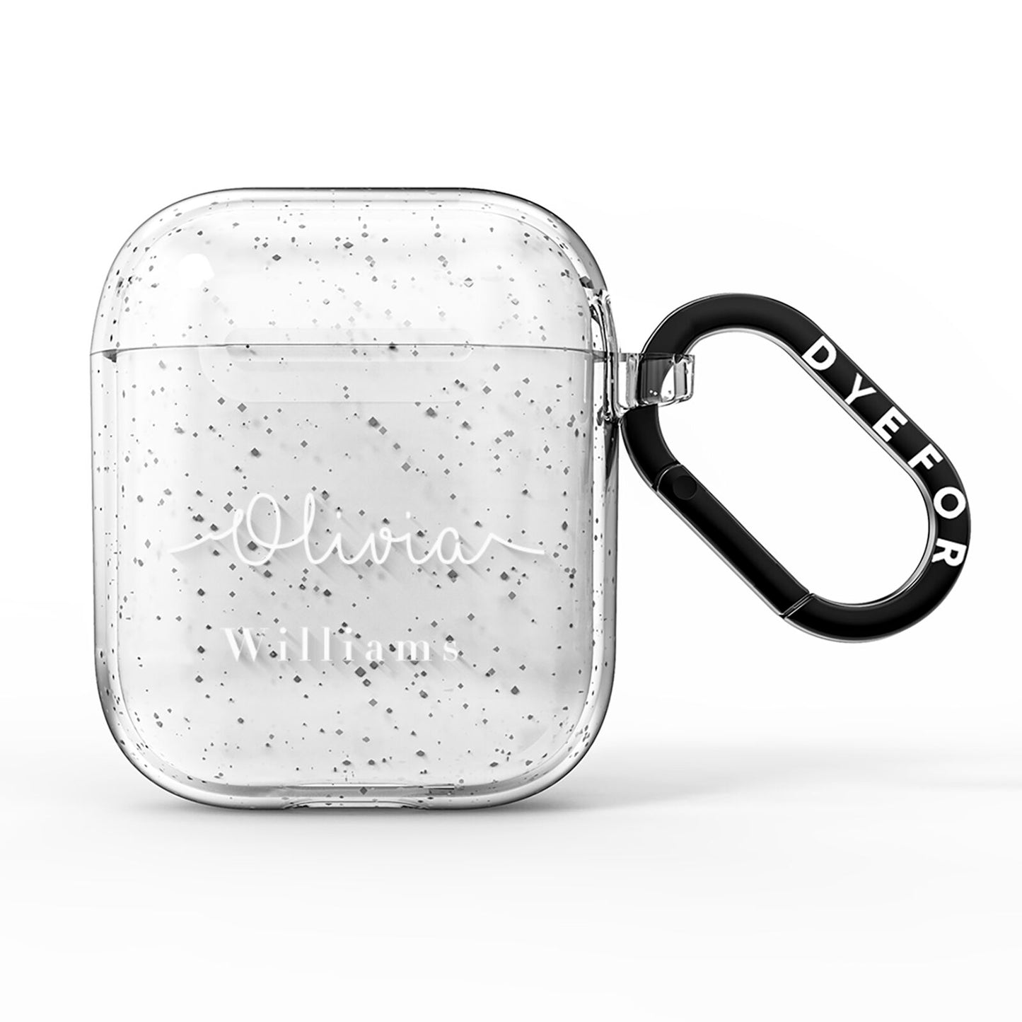 Personalised Signature Typography White AirPods Glitter Case