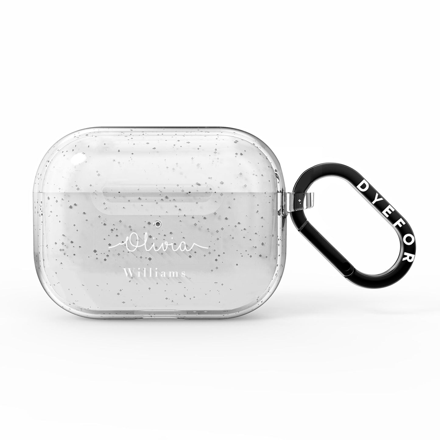 Personalised Signature Typography White AirPods Pro Glitter Case