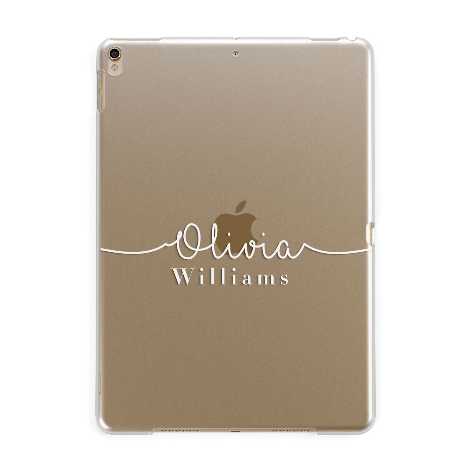 Personalised Signature Typography White Apple iPad Gold Case