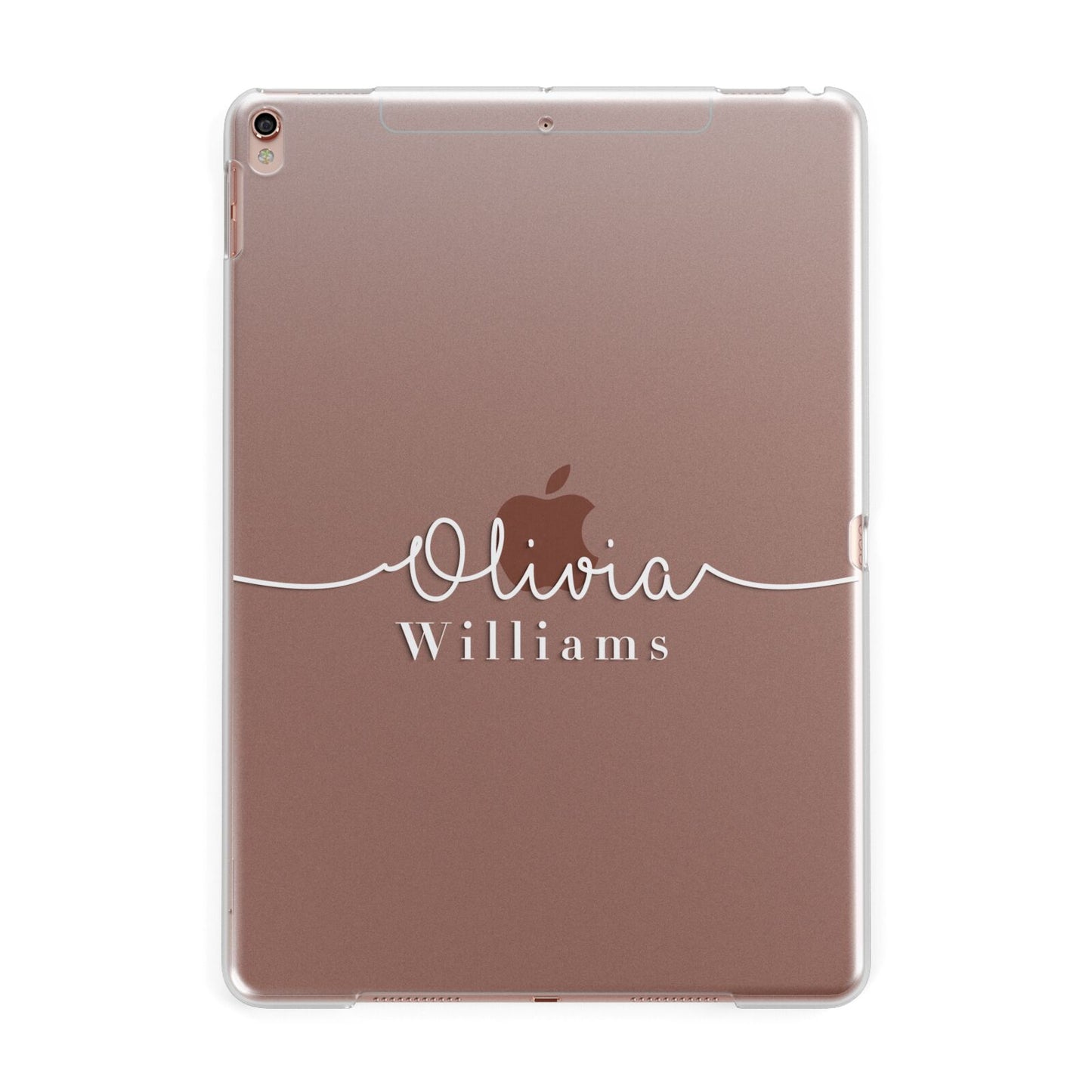 Personalised Signature Typography White Apple iPad Rose Gold Case