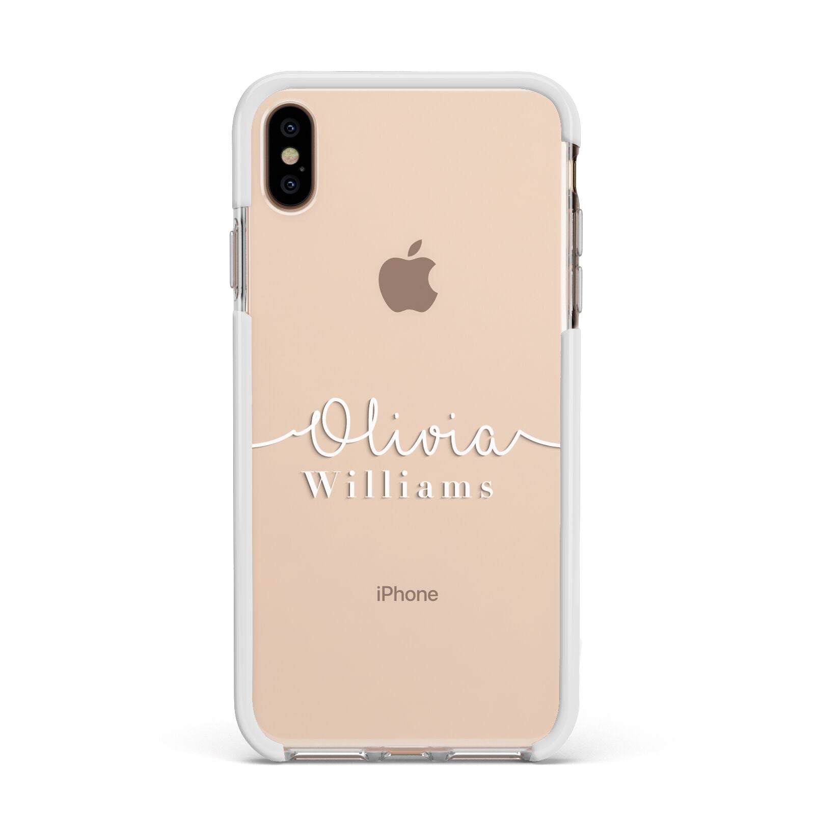 Personalised Signature Typography White Apple iPhone Xs Max Impact Case White Edge on Gold Phone