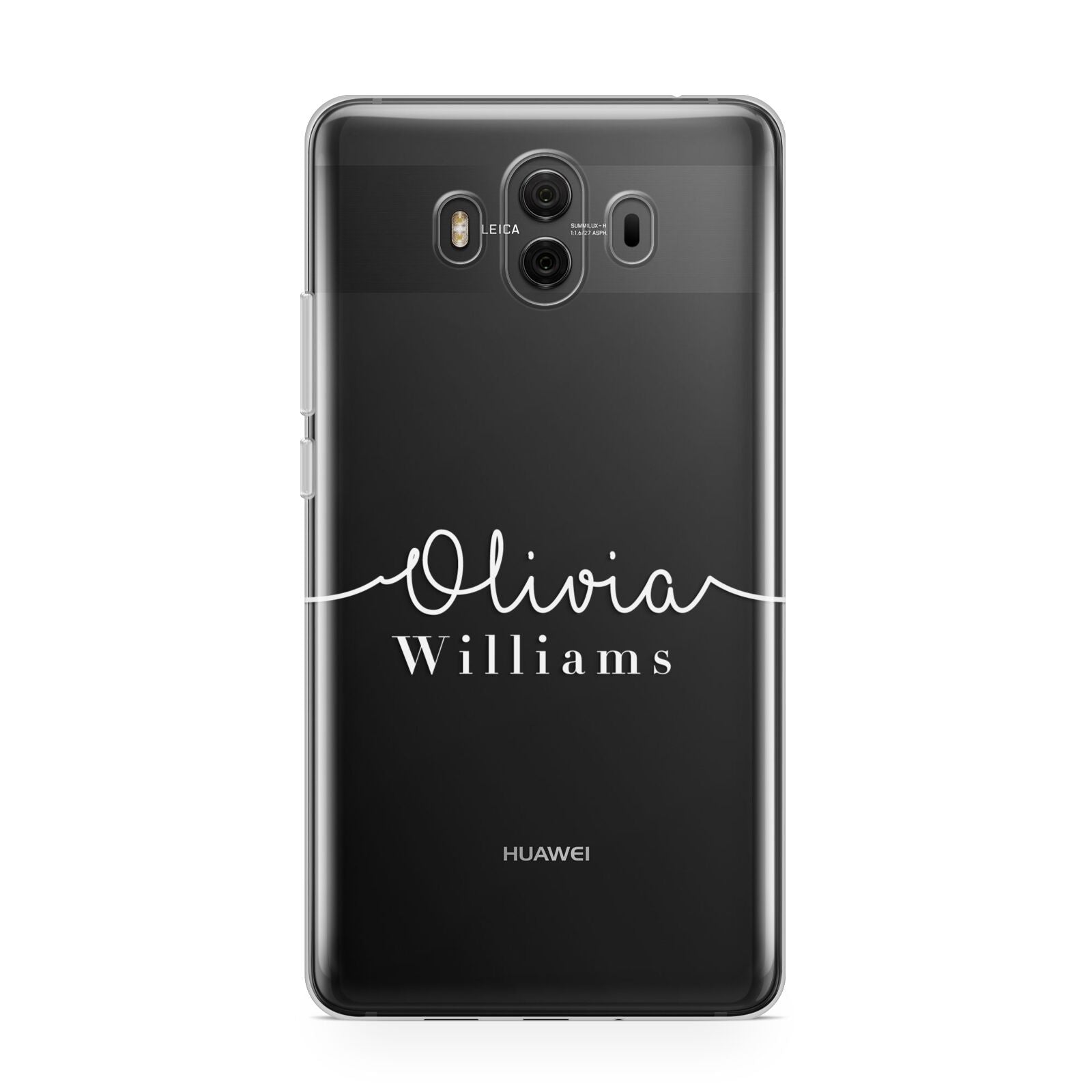 Personalised Signature Typography White Huawei Mate 10 Protective Phone Case