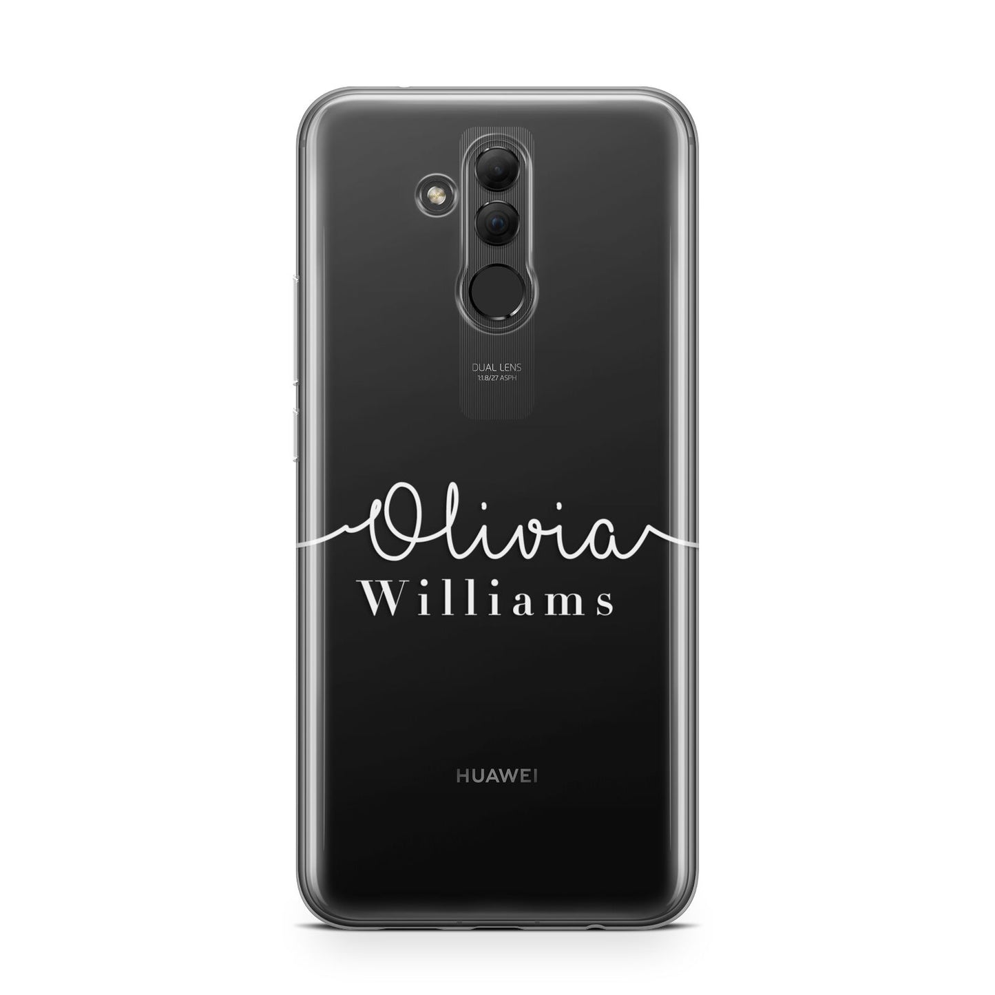 Personalised Signature Typography White Huawei Mate 20 Lite