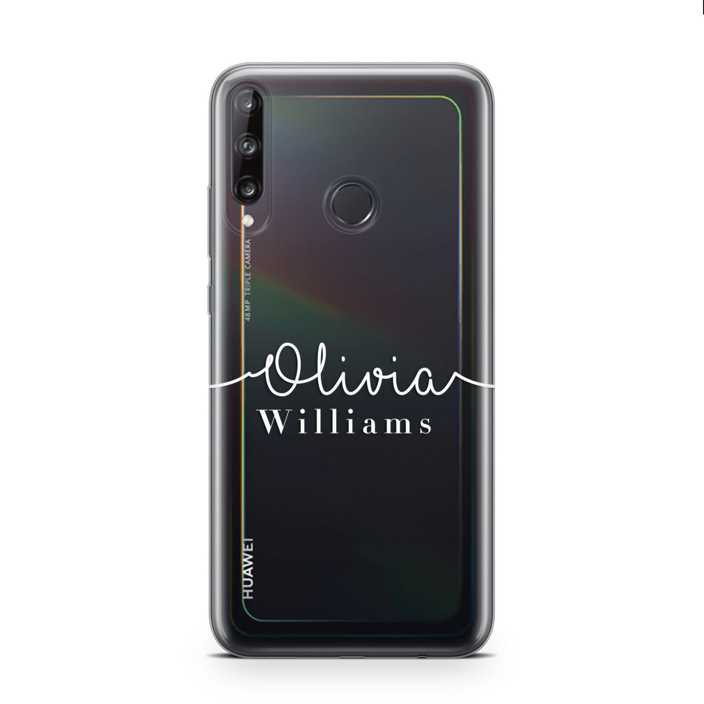 Personalised Signature Typography White Huawei P40 Lite E Phone Case